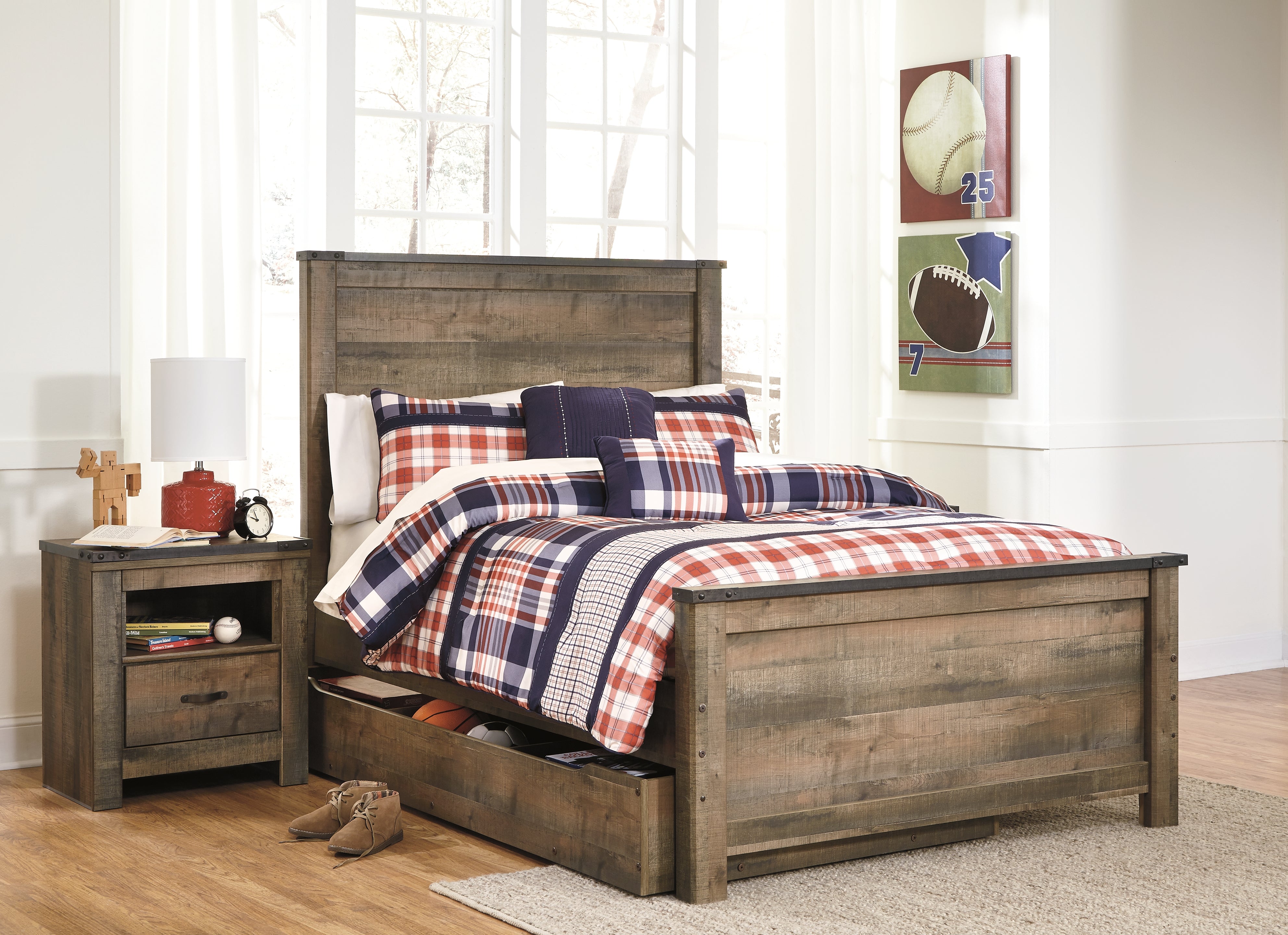 Furniture City Laplace - Ashley Furniture - Trinell Bedroom - Full Panel Bed with 1 Large Storage Drawer / Brown - B446B9