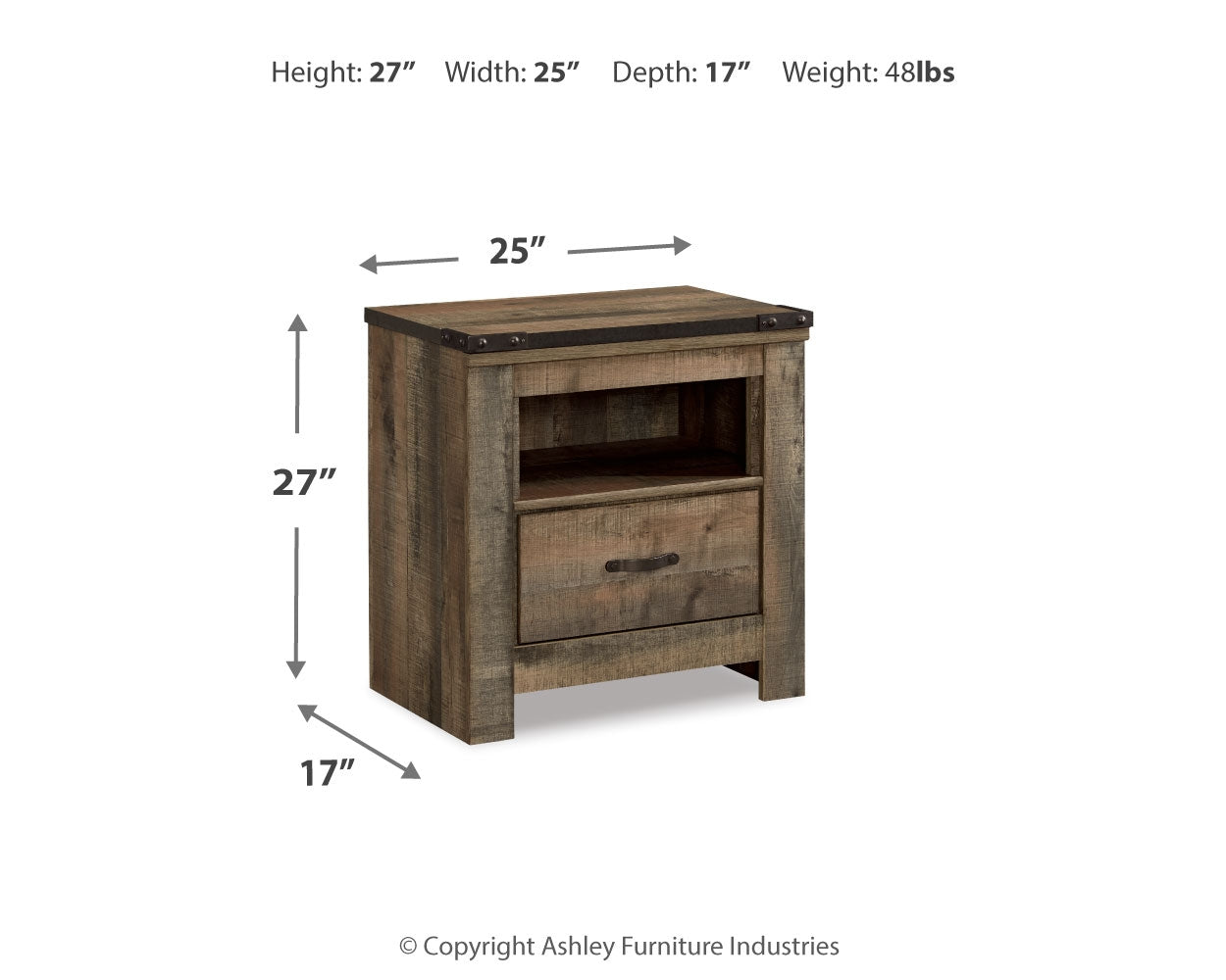 Furniture City Laplace - Ashley Furniture - Trinell Bedroom - One Drawer Night Stand / Brown - B446-91
