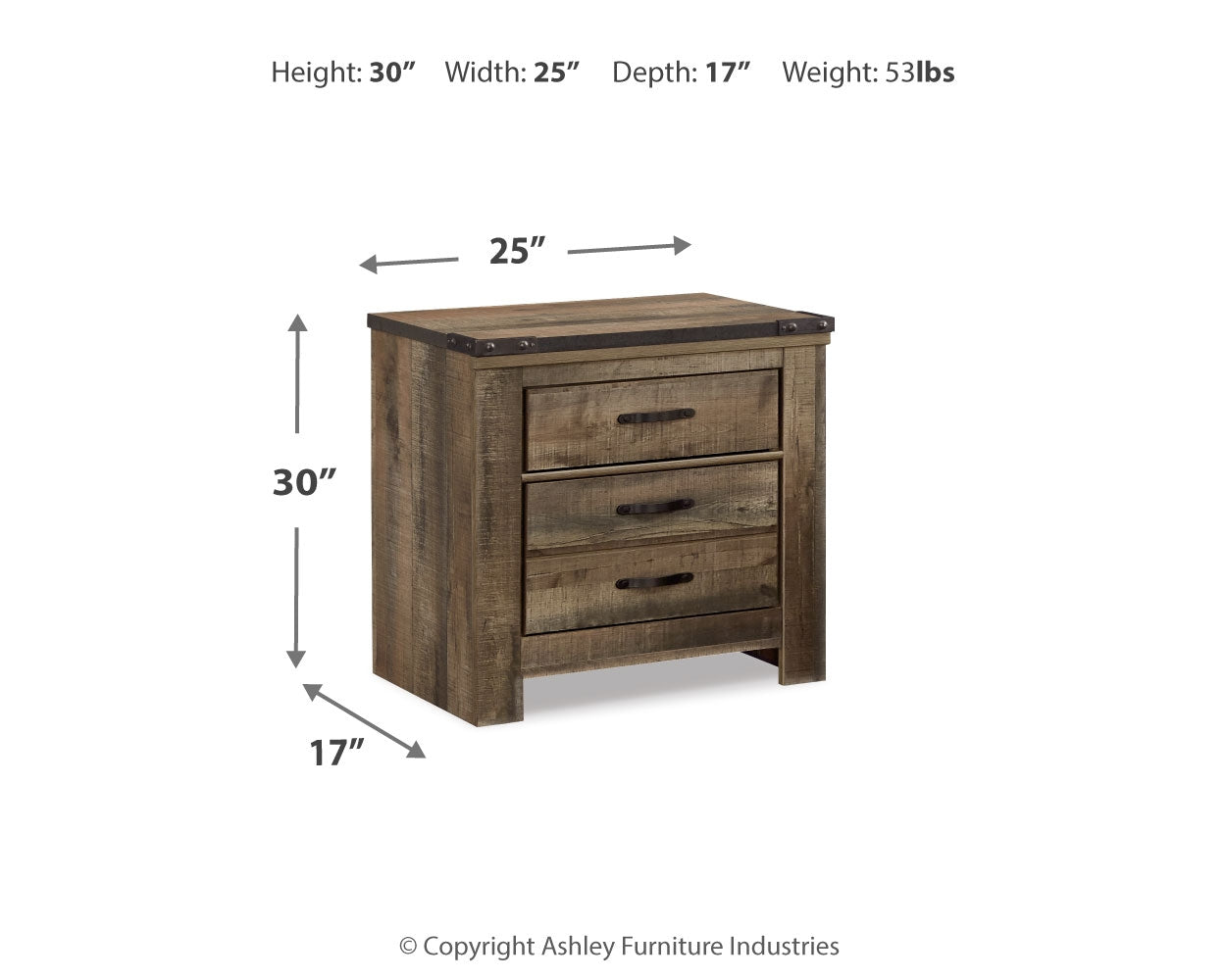 Furniture City Laplace - Ashley Furniture - Trinell Bedroom - Two Drawer Night Stand / Brown - B446-92