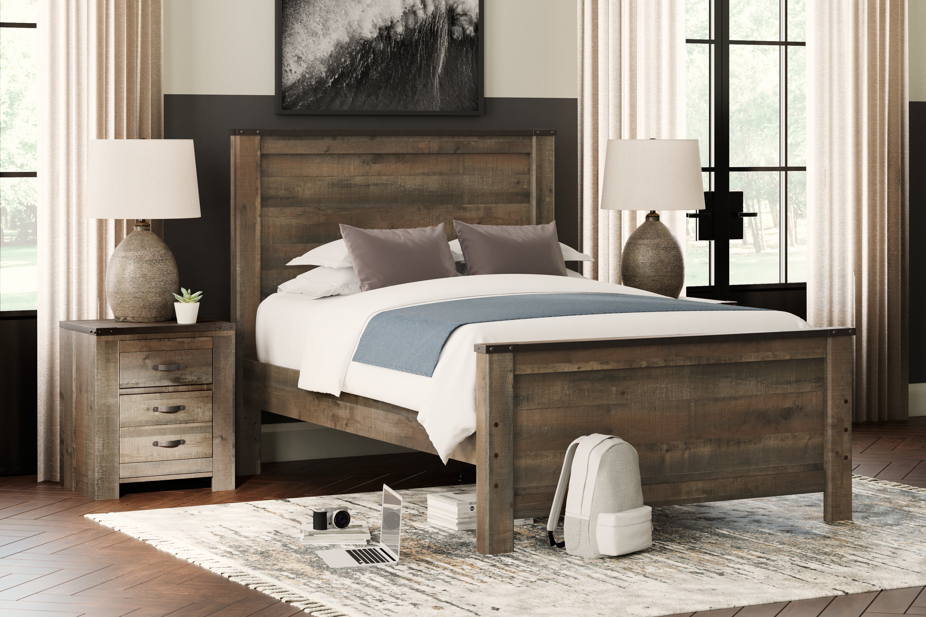 Furniture City Laplace - Ashley Furniture - Trinell Bedroom - Twin Panel Bed / Brown - B446B2