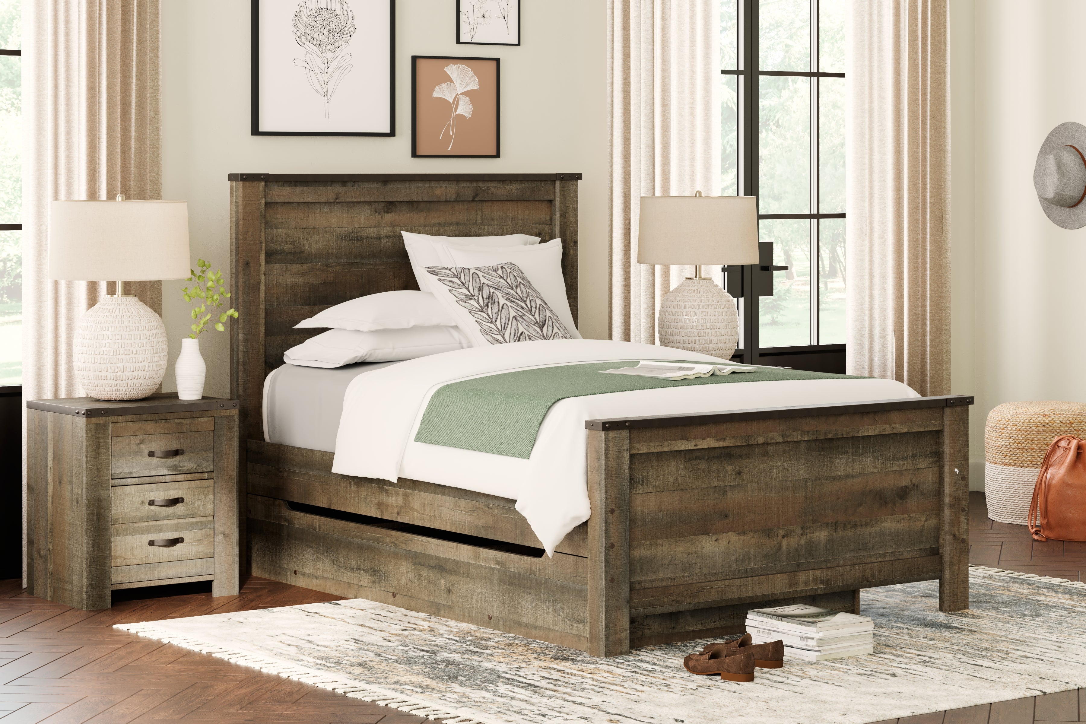 Furniture City Laplace - Ashley Furniture - Trinell Bedroom - Full Panel Bed with 1 Large Storage Drawer - B446B9
