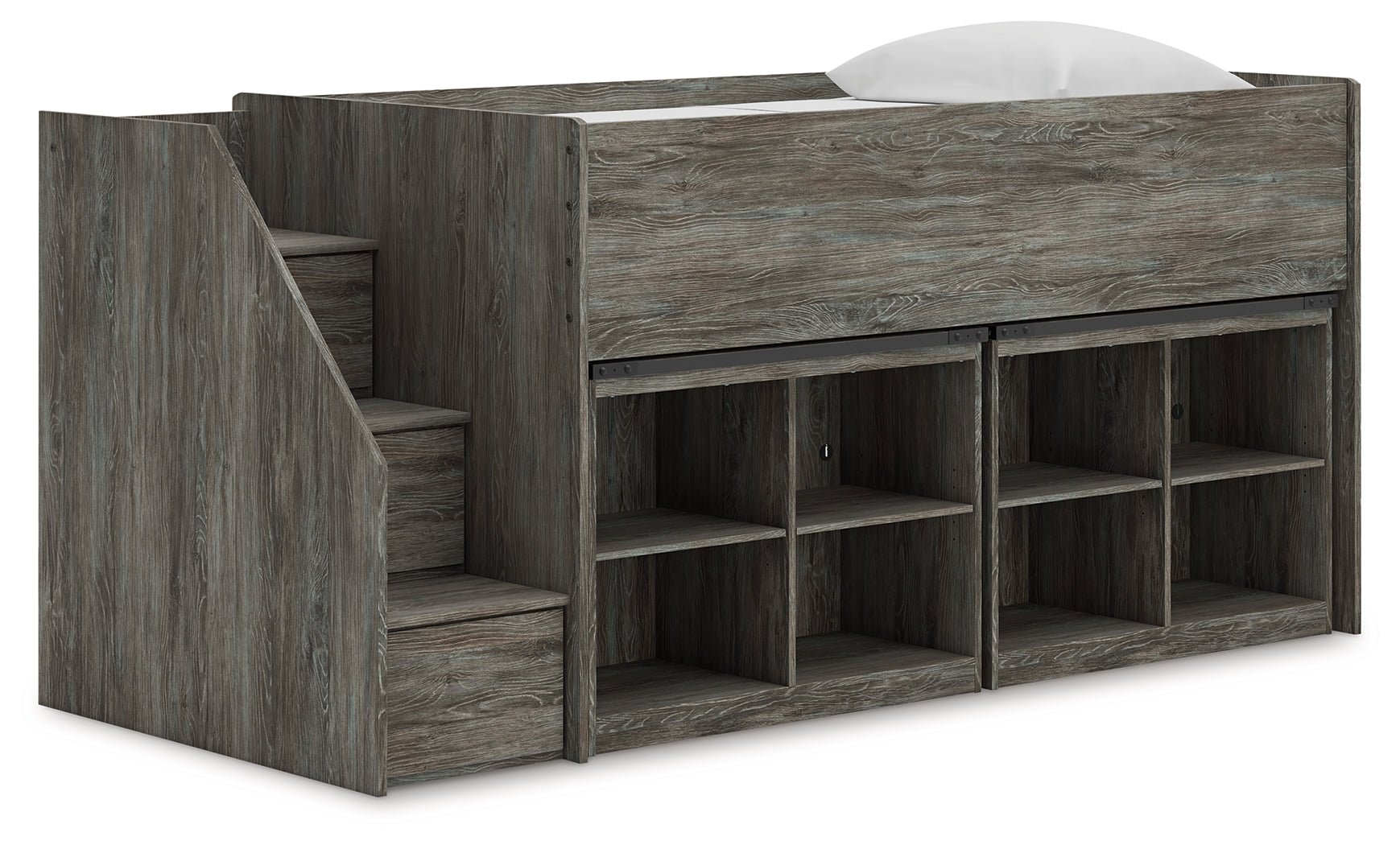 Furniture City Laplace - Ashley Furniture - Frandern Twin Loft  Bed with Bookcase Storage - Twin Loft Bed with Bookcase Storage / Warm Gray - B4480B25