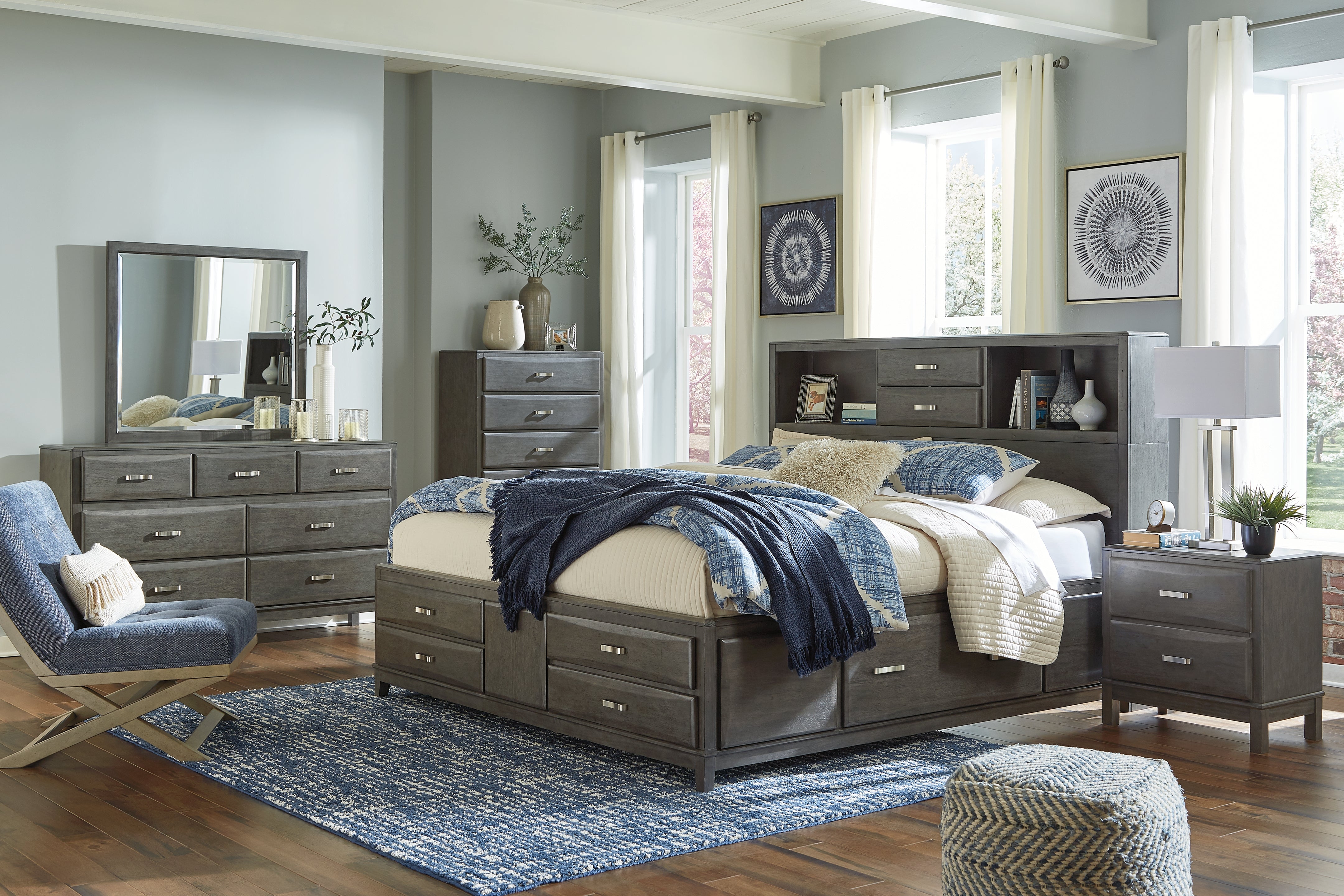 Furniture City Laplace - Ashley Furniture - Caitbrook Bedroom - California King Storage Bed with 8 Drawers / Gray - B476B7