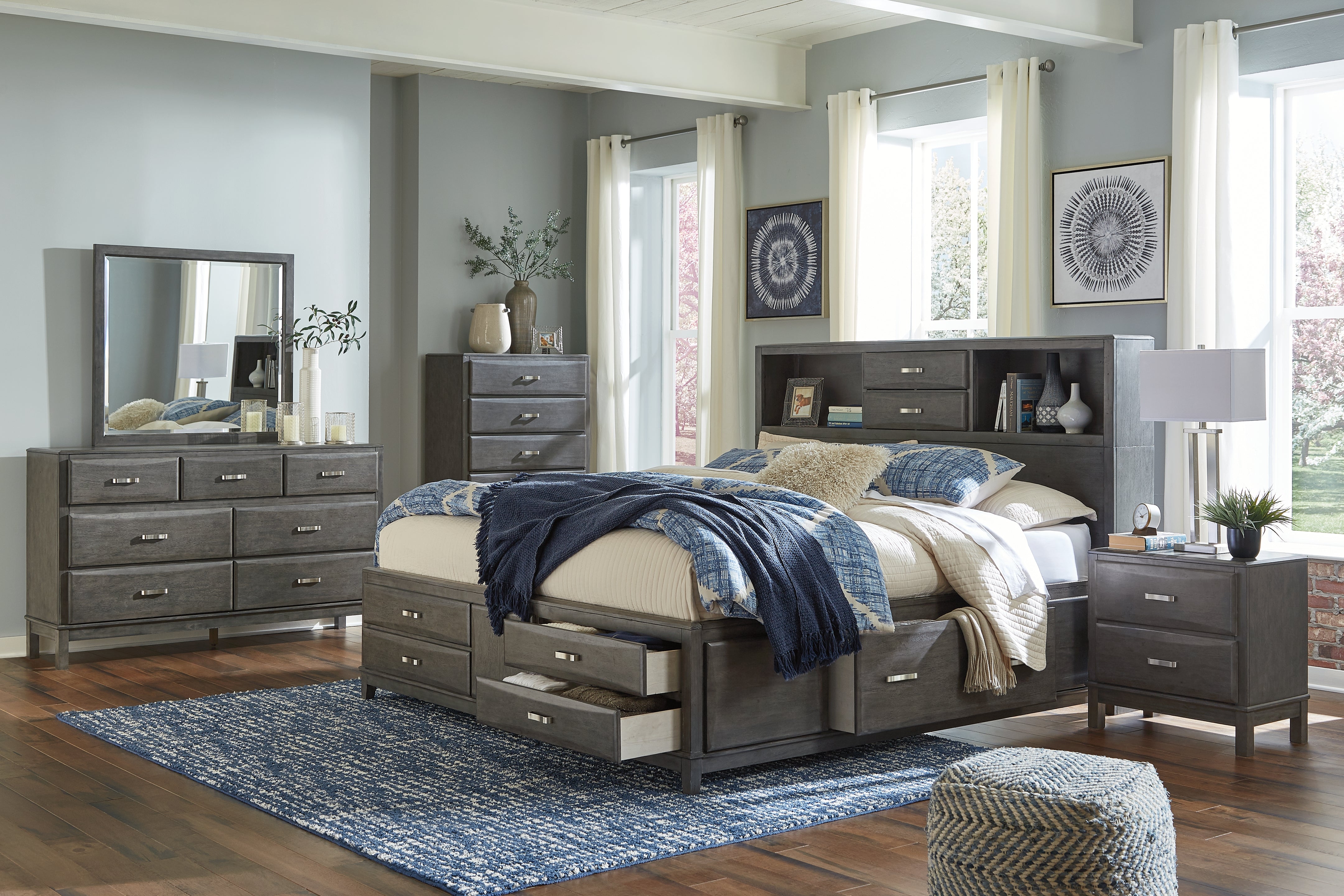 Furniture City Laplace - Ashley Furniture - Caitbrook Bedroom - California King Storage Bed with 8 Drawers / Gray - B476B7