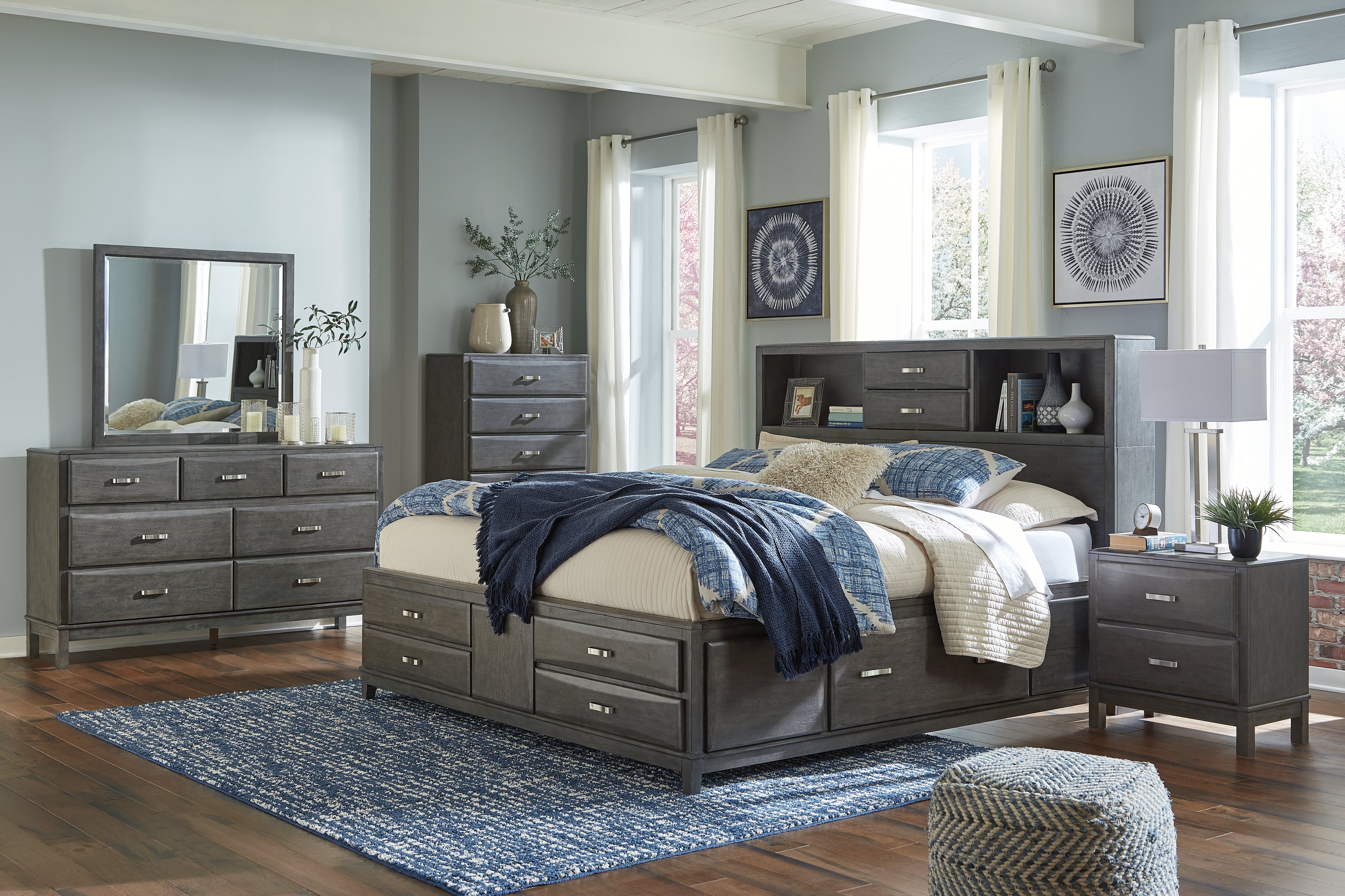 Furniture City Laplace - Ashley Furniture - Caitbrook Bedroom - California King Storage Bed with 8 Drawers / Gray - B476B7