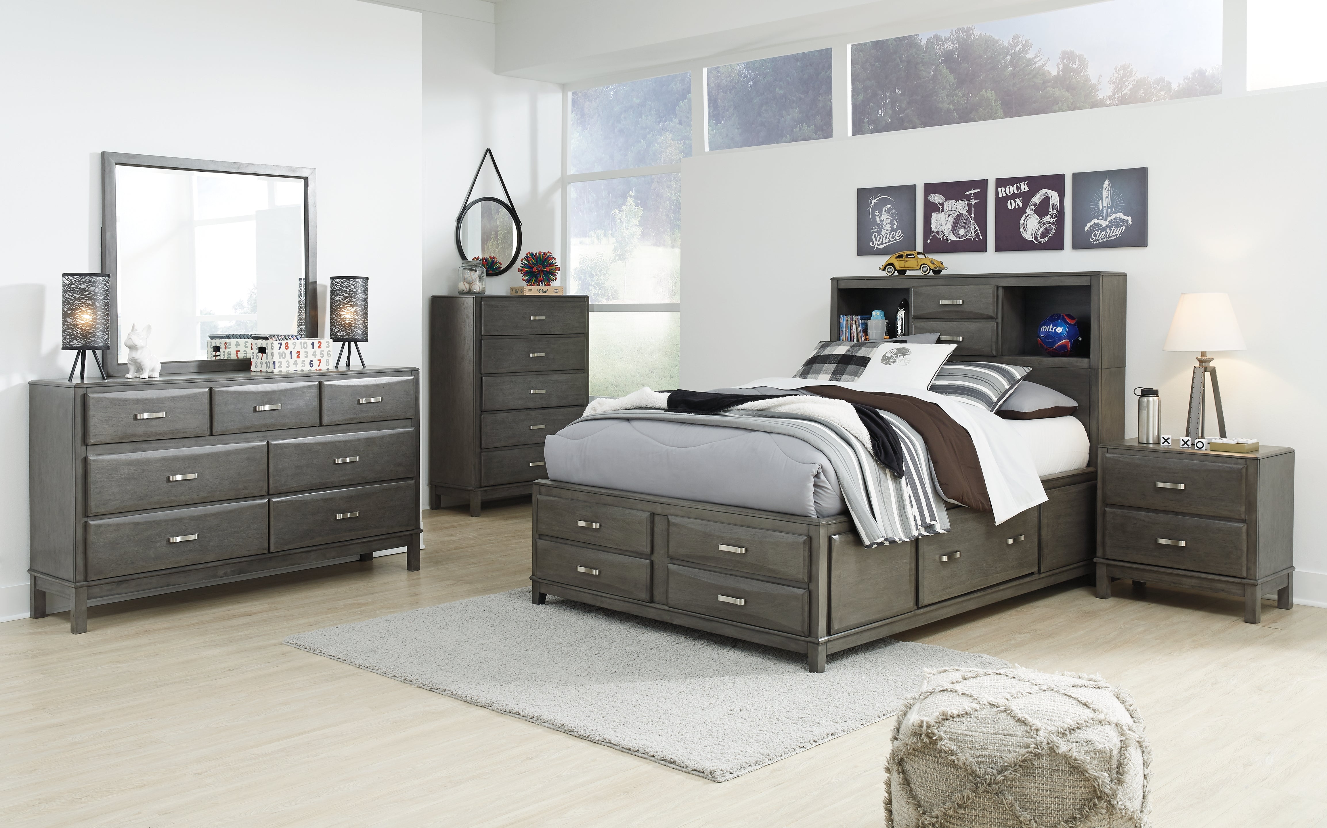 Furniture City Laplace - Ashley Furniture - Caitbrook Bedroom - Dresser and Mirror / Gray - B476B1
