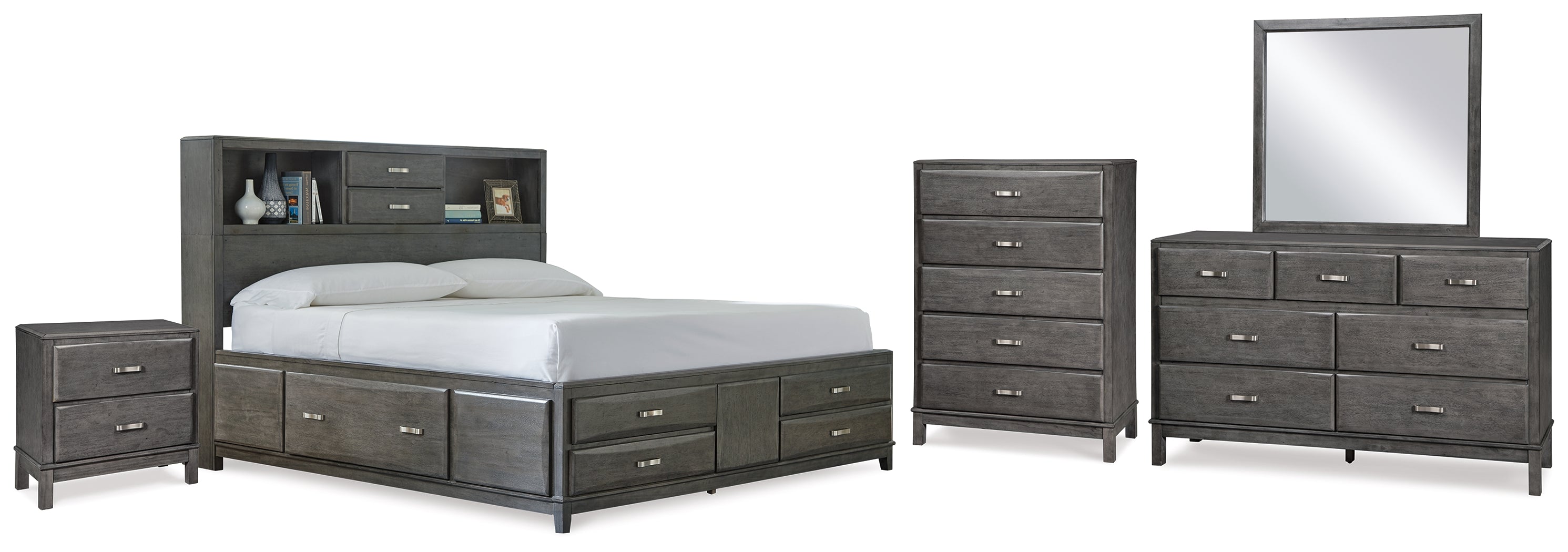 Furniture City Laplace - Ashley Furniture - Caitbrook Queen Storage Bed, Dresser, Mirror, Chest and Nightstand - Queen Storage Bed, Dresser, Mirror, Chest and Nightstand - B476B14