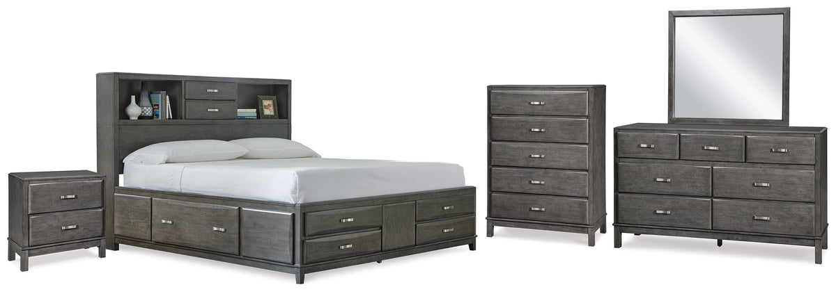 Furniture City Laplace - Ashley Furniture - Caitbrook Queen Storage Bed, Dresser, Mirror, Chest and Nightstand - Queen Storage Bed, Dresser, Mirror, Chest and Nightstand - B476B14