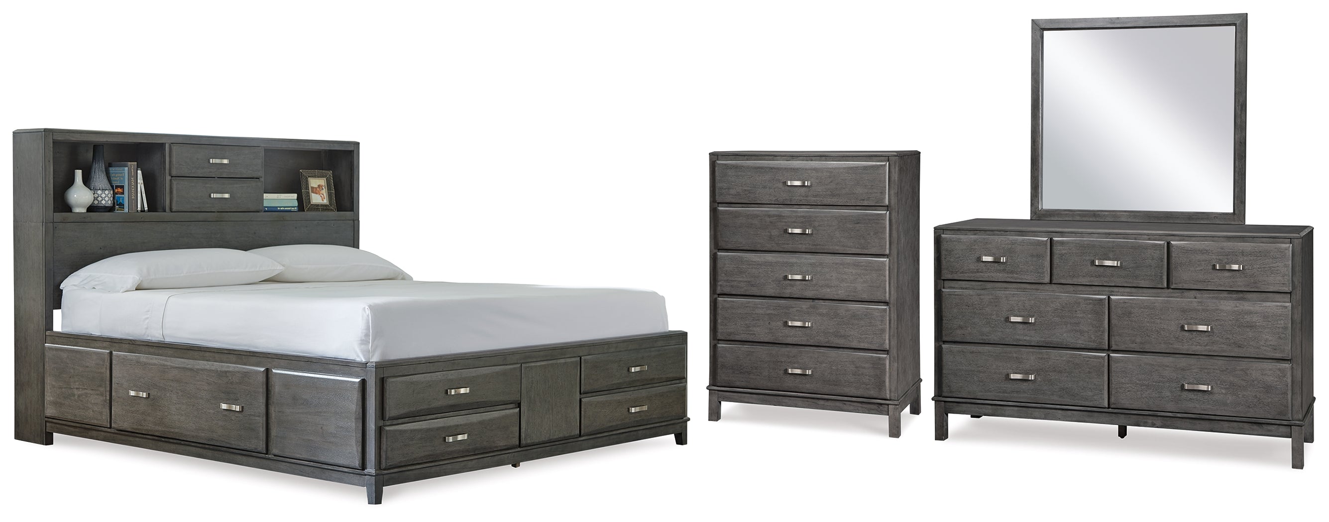 Furniture City Laplace - Ashley Furniture - Caitbrook Queen Storage Bed, Dresser, Mirror and Chest - Queen Storage Bed, Dresser, Mirror and Chest - B476B15