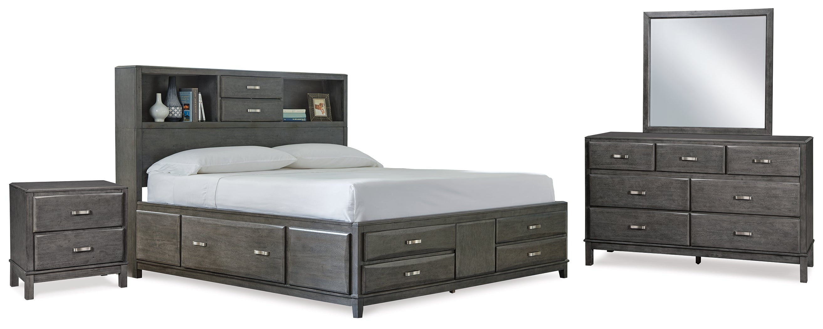 Furniture City Laplace - Ashley Furniture - Caitbrook Queen Storage Bed, Dresser, Mirror and Nightstand - Queen Storage Bed, Dresser, Mirror and Nightstand - B476B13