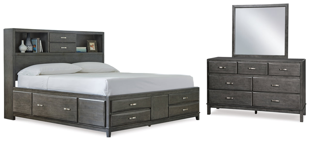 Furniture City Laplace - Ashley Furniture - Caitbrook Queen Storage Bed, Dresser and Mirror - Queen Storage Bed, Dresser and Mirror - B476B3