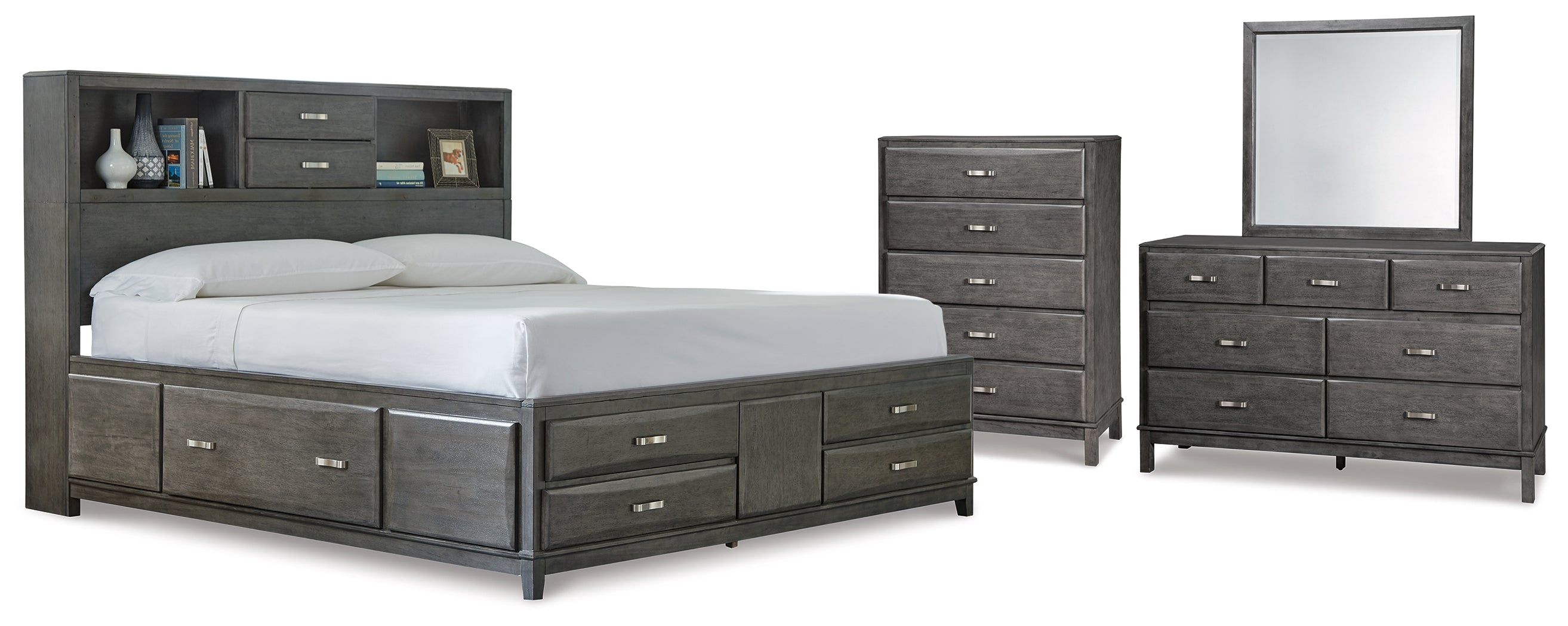 Furniture City Laplace - Ashley Furniture - Caitbrook California King Storage Bed, Dresser, Mirror and Chest - California King Storage Bed, Dresser, Mirror and Chest - B476B11