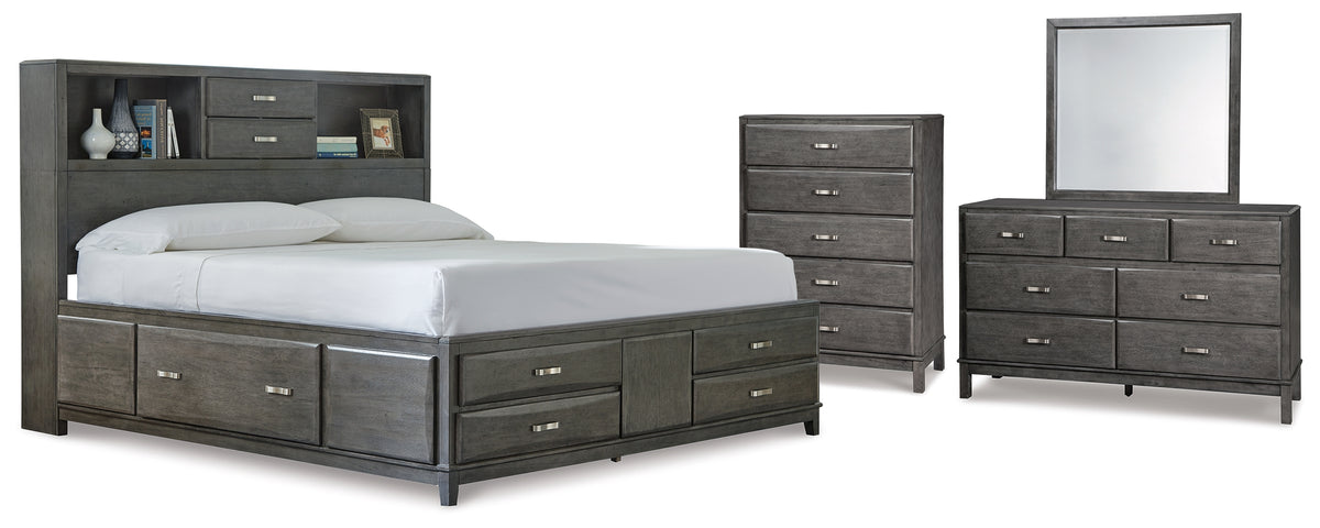 Furniture City Laplace - Ashley Furniture - Caitbrook California King Storage Bed, Dresser, Mirror and Chest - California King Storage Bed, Dresser, Mirror and Chest - B476B11