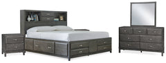 Furniture City Laplace - Ashley Furniture - Caitbrook King Storage Bed, Dresser, Mirror and 2 Nightstands - King Storage Bed, Dresser, Mirror and 2 Nightstands - B476B21