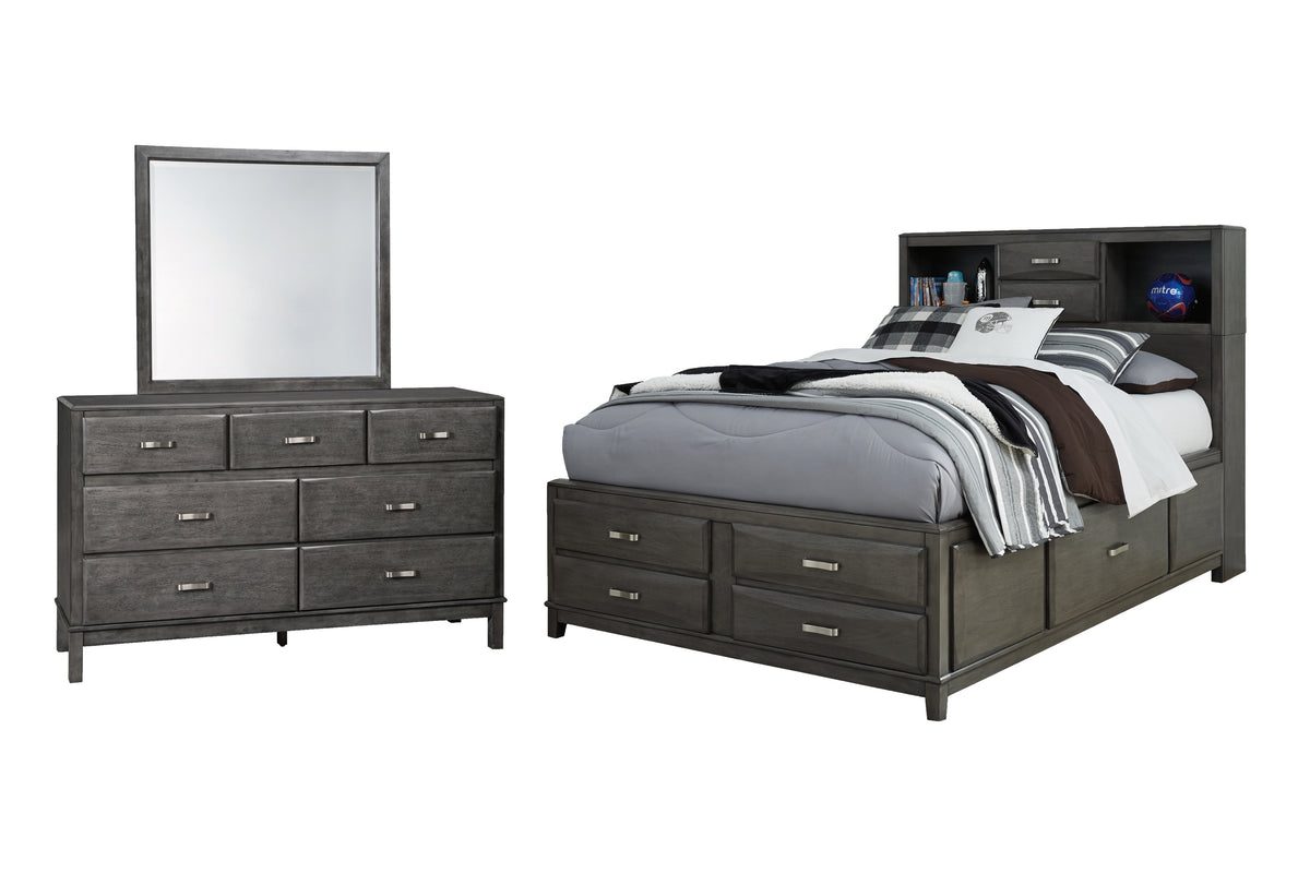 Furniture City Laplace - Ashley Furniture - Caitbrook Full Storage Bed with Mirrored Dresser - Full Storage Bed with Mirrored Dresser - B476B5