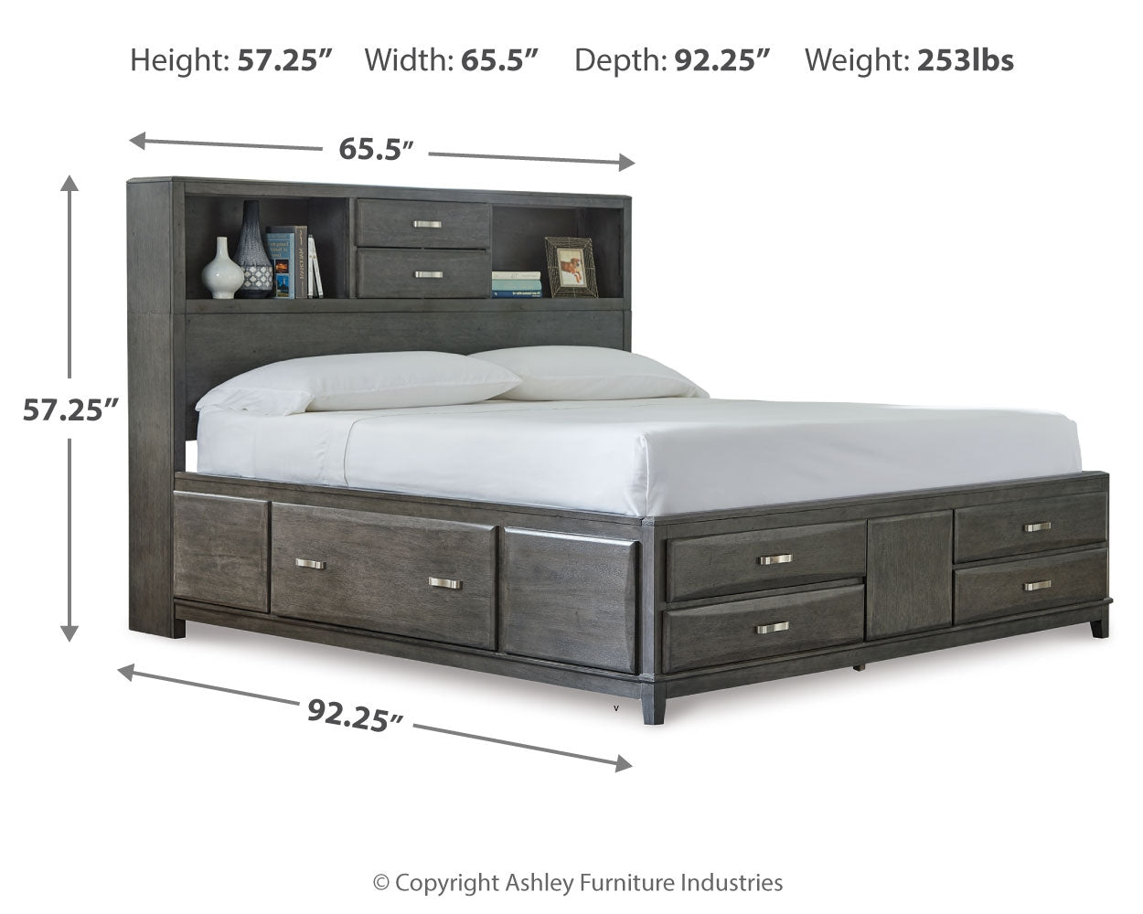 Furniture City Laplace - Ashley Furniture - Caitbrook Bedroom - Queen Storage Bed with 8 Drawers / Gray - B476B2