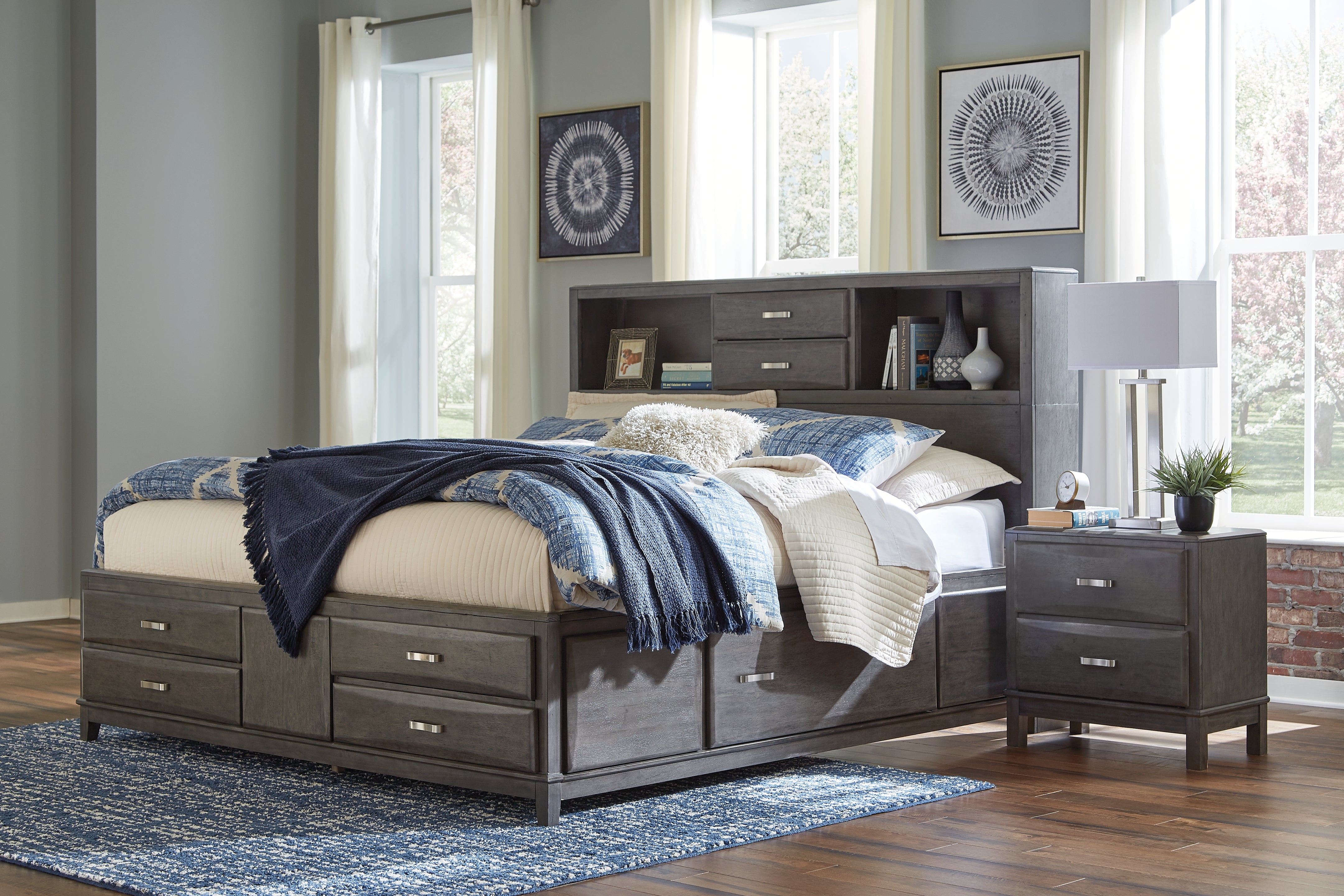 Furniture City Laplace - Ashley Furniture - Caitbrook Bedroom - Queen Storage Bed with 8 Drawers / Gray - B476B2