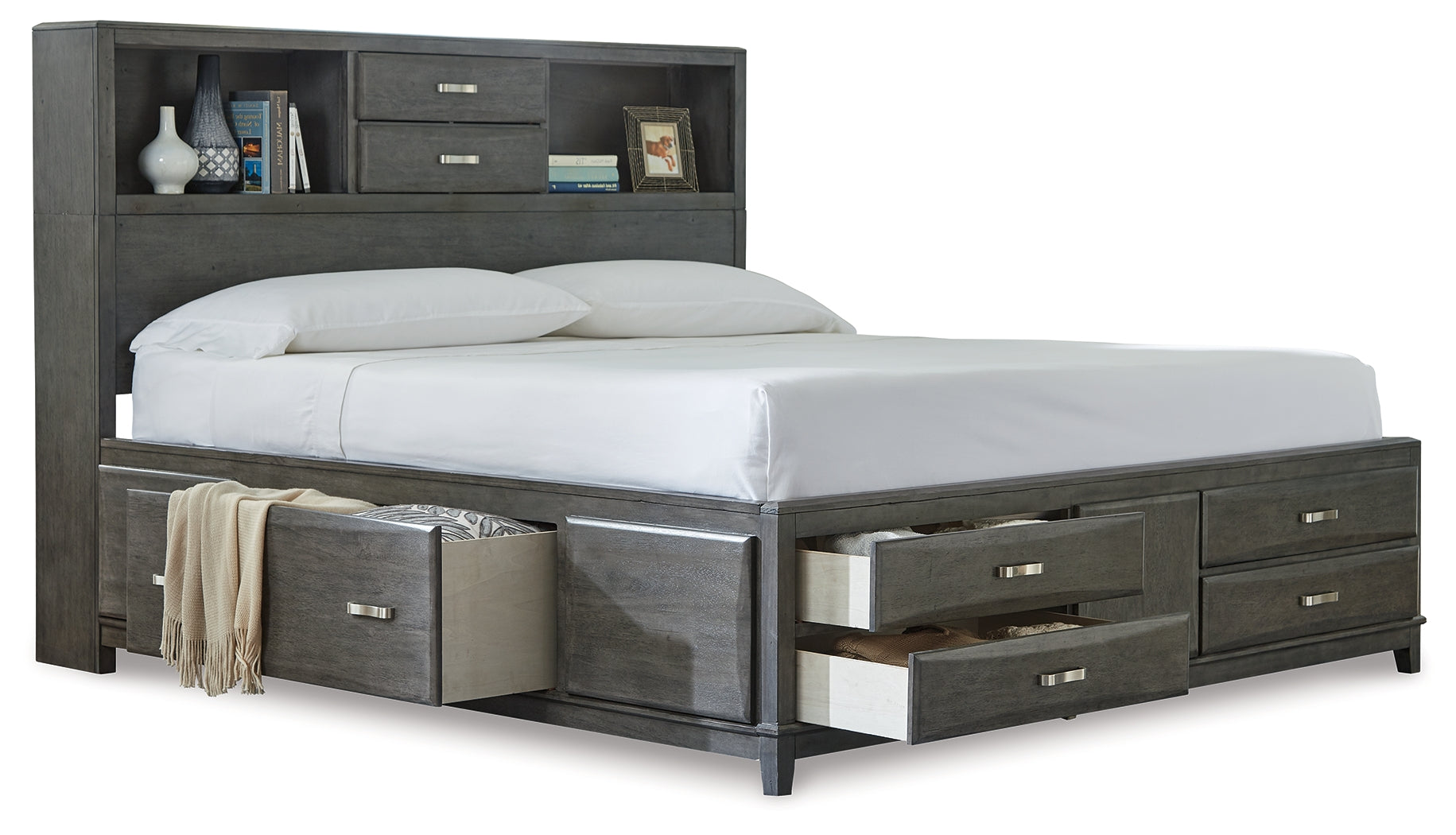 Furniture City Laplace - Ashley Furniture - Caitbrook Bedroom - Queen Storage Bed with 8 Drawers / Gray - B476B2