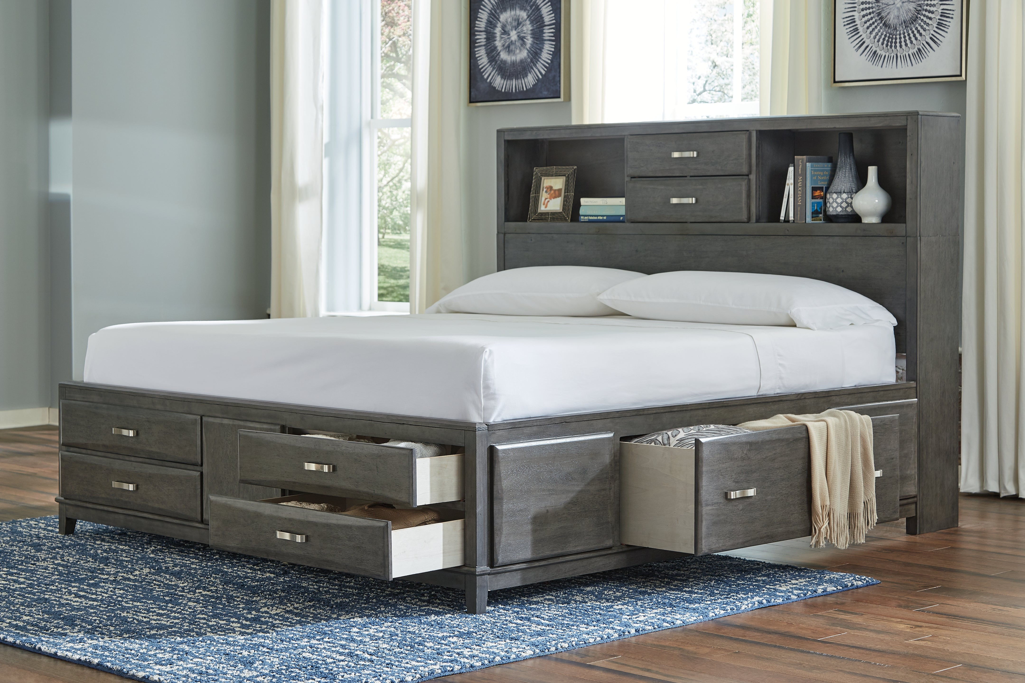 Furniture City Laplace - Ashley Furniture - Caitbrook Bedroom - California King Storage Bed with 8 Drawers / Gray - B476B7