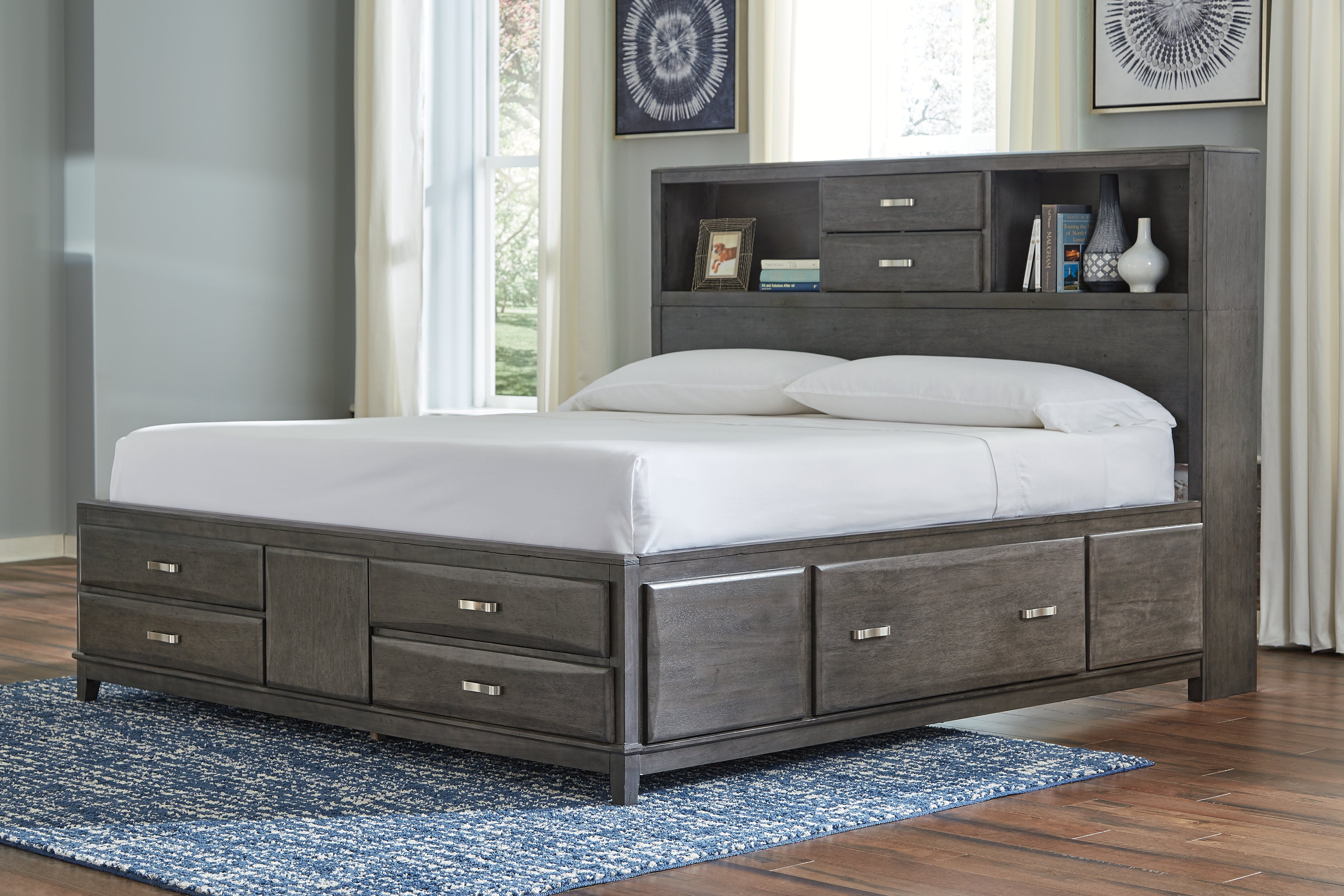 Furniture City Laplace - Ashley Furniture - Caitbrook Bedroom - Queen Storage Bed with 8 Drawers / Gray - B476B2
