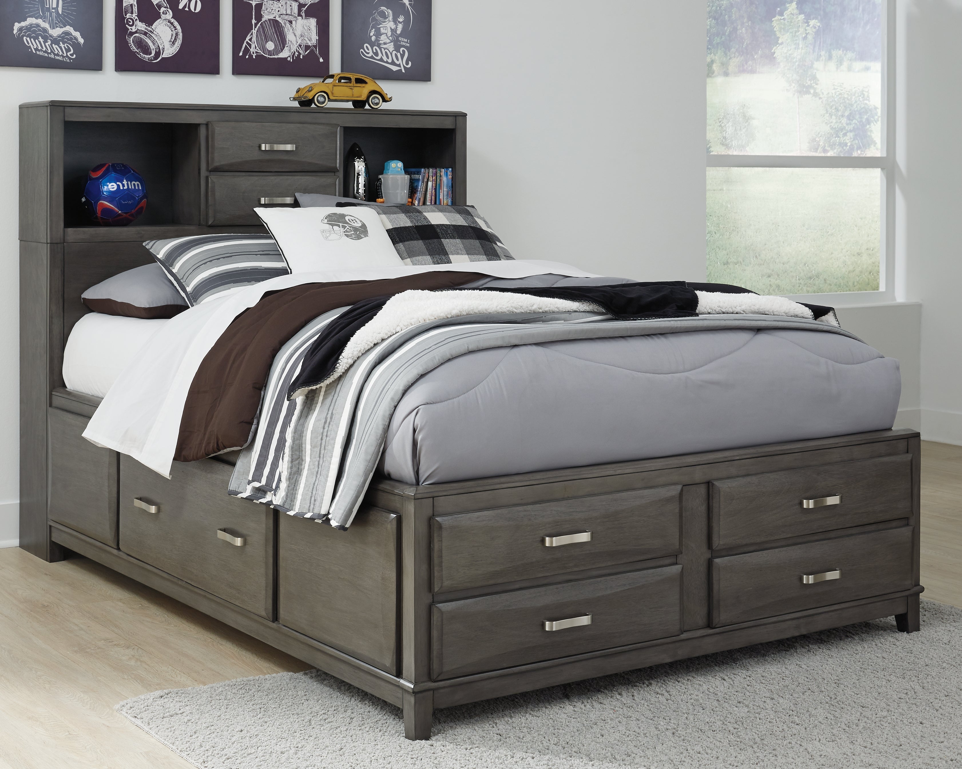 Furniture City Laplace - Ashley Furniture - Caitbrook Bedroom - Full Storage Bed with 7 Drawers / Gray - B476B4