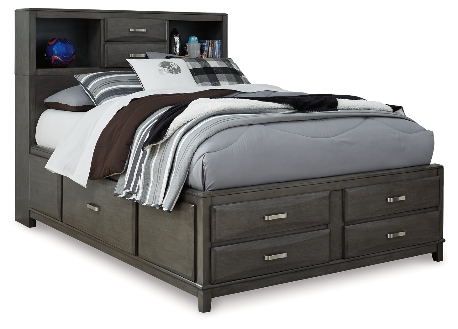 Furniture City Laplace - Ashley Furniture - Caitbrook Bedroom - Full Storage Bed with 7 Drawers / Gray - B476B4