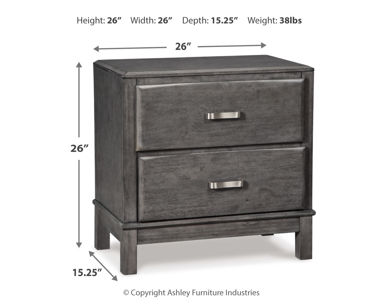 Furniture City Laplace - Ashley Furniture - Caitbrook Bedroom - Two Drawer Night Stand / Gray - B476-92