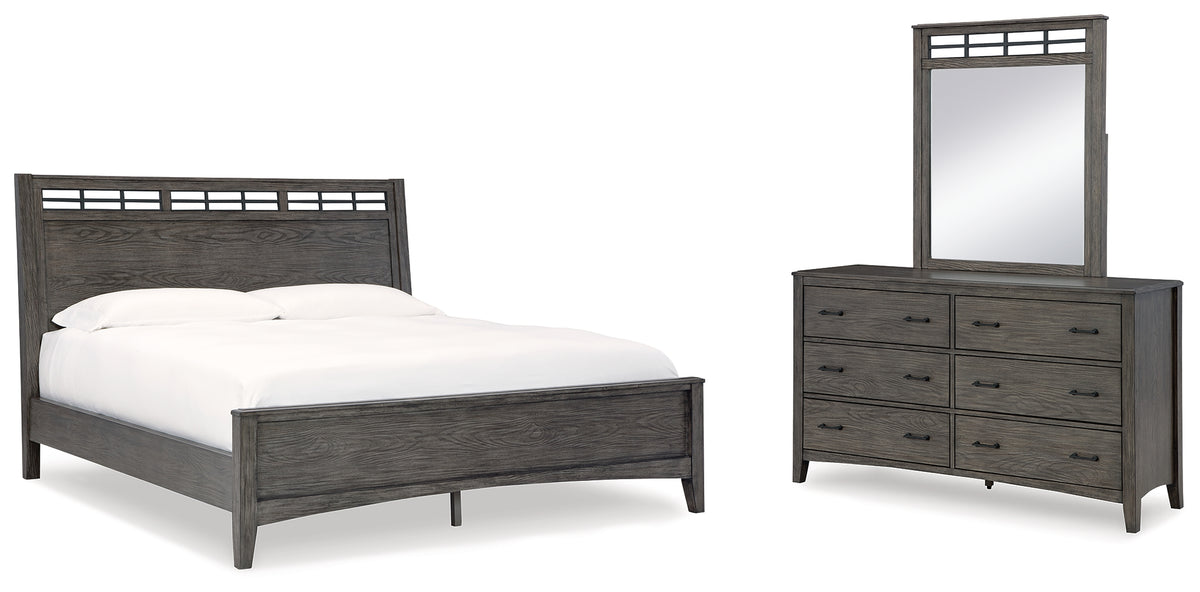 Furniture City Laplace - Ashley Furniture - Montillan California King Panel Bed, Dresser and Mirror - California King Panel Bed, Dresser and Mirror - B651B7