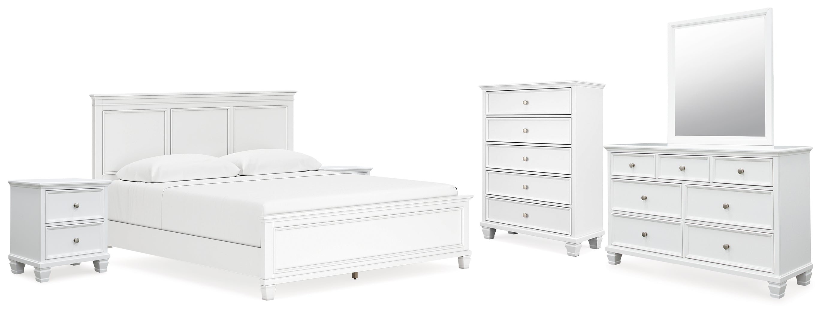 Furniture City Laplace - Ashley Furniture - Fortman King Panel Bed, Dresser, Mirror, Chest and 2 Nightstands - King Panel Bed, Dresser, Mirror, Chest and 2 Nightstands - B680B19