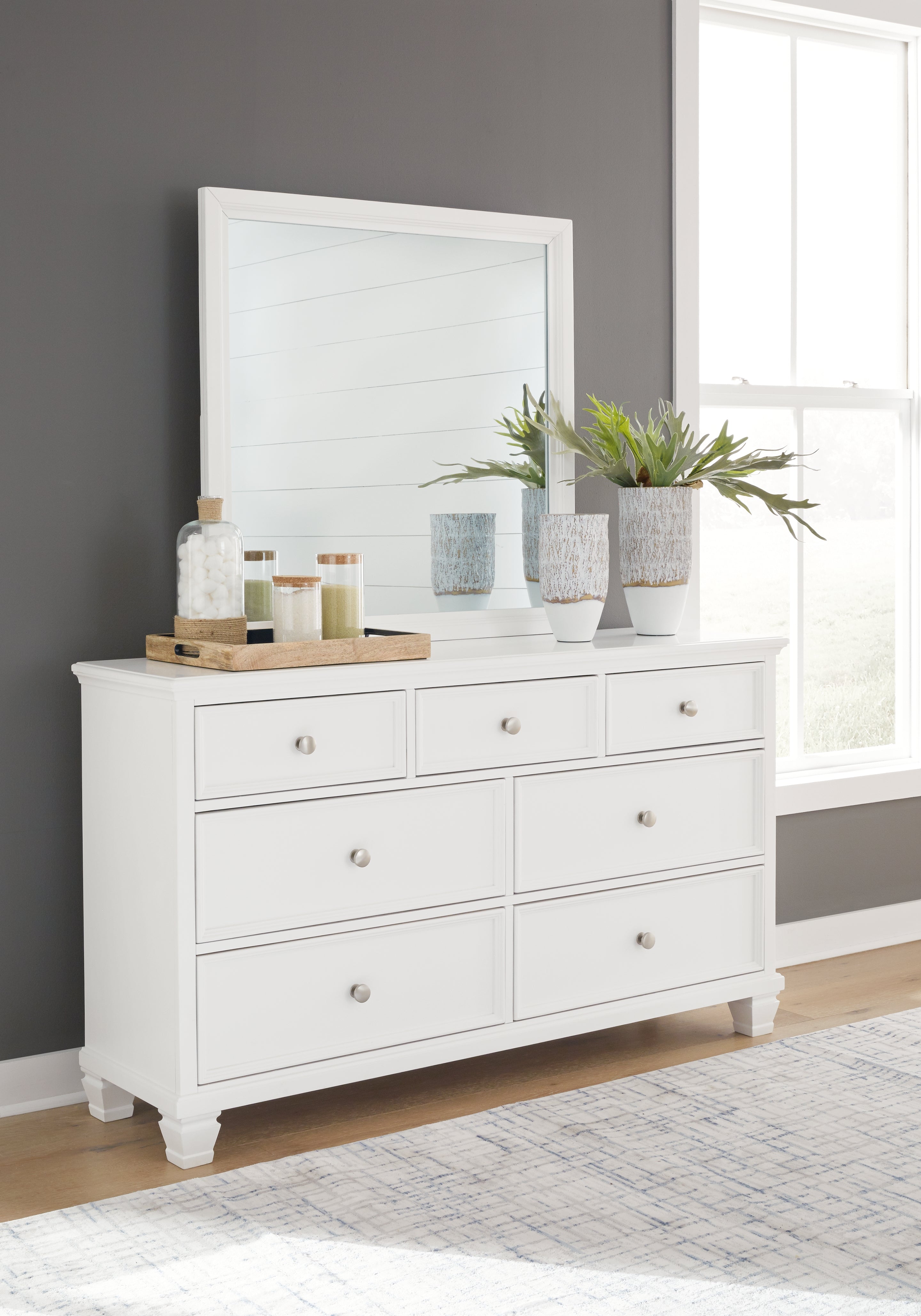 Furniture City Laplace - Ashley Furniture - Fortman Bedroom - Dresser and Mirror / White - B680B1
