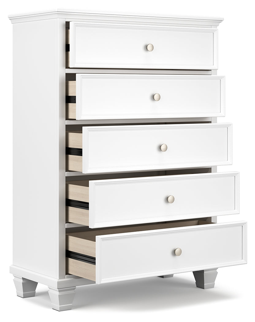 Furniture City Laplace - Ashley Furniture - Fortman Bedroom - Five Drawer Chest / White - B680-46