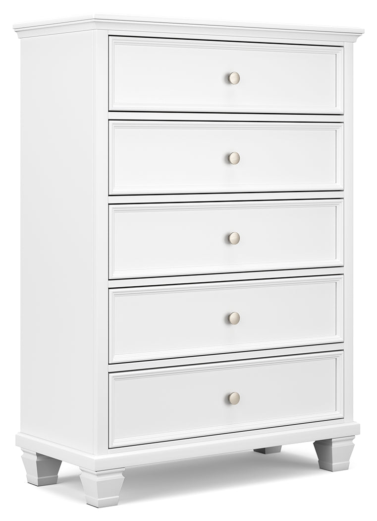 Furniture City Laplace - Ashley Furniture - Fortman Bedroom - Five Drawer Chest / White - B680-46