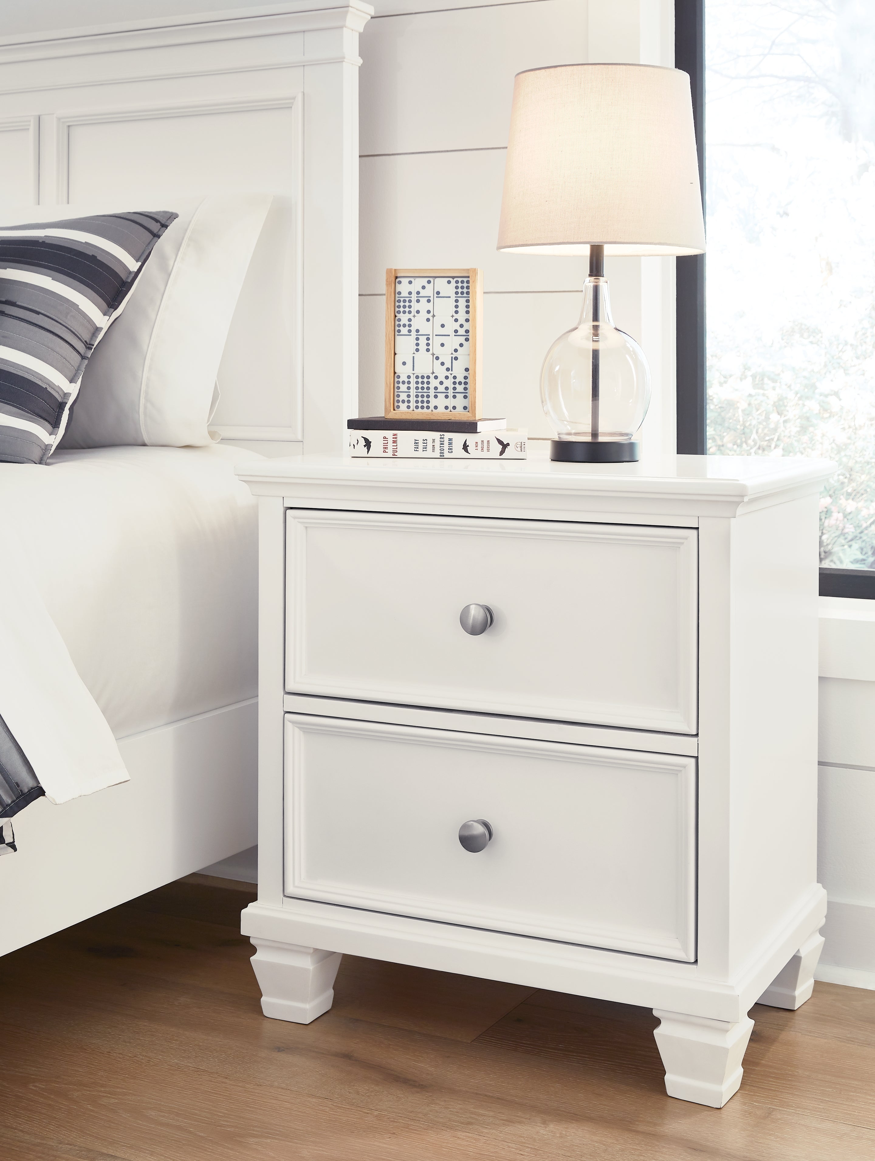 Furniture City Laplace - Ashley Furniture - Fortman Bedroom - Two Drawer Night Stand / White - B680-92