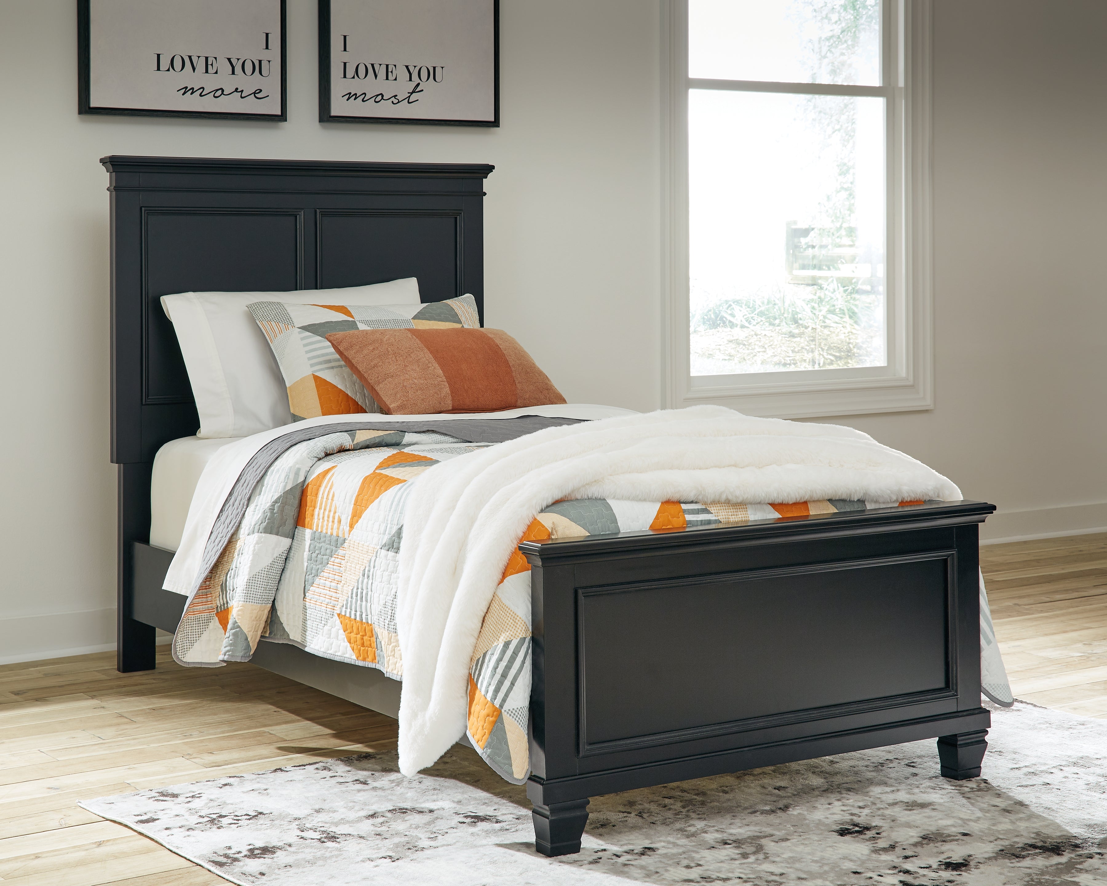 Furniture City Laplace - Ashley Furniture - Lanolee Bedroom - Twin Panel Bed / Black - B687B2