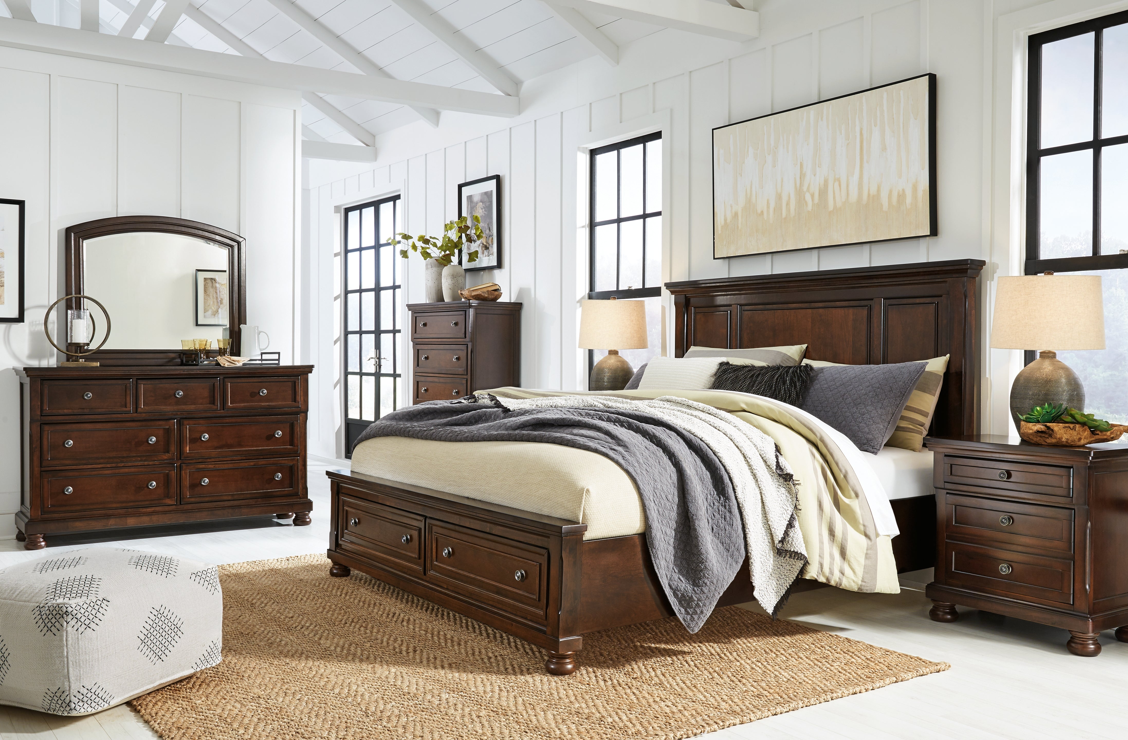 Furniture City Laplace - Ashley Furniture - Porter California King Panel Bed, Dresser, Mirror, Chest and 2 Nightstands - California King Panel Bed, Dresser, Mirror, Chest and 2 Nightstands - B697B39