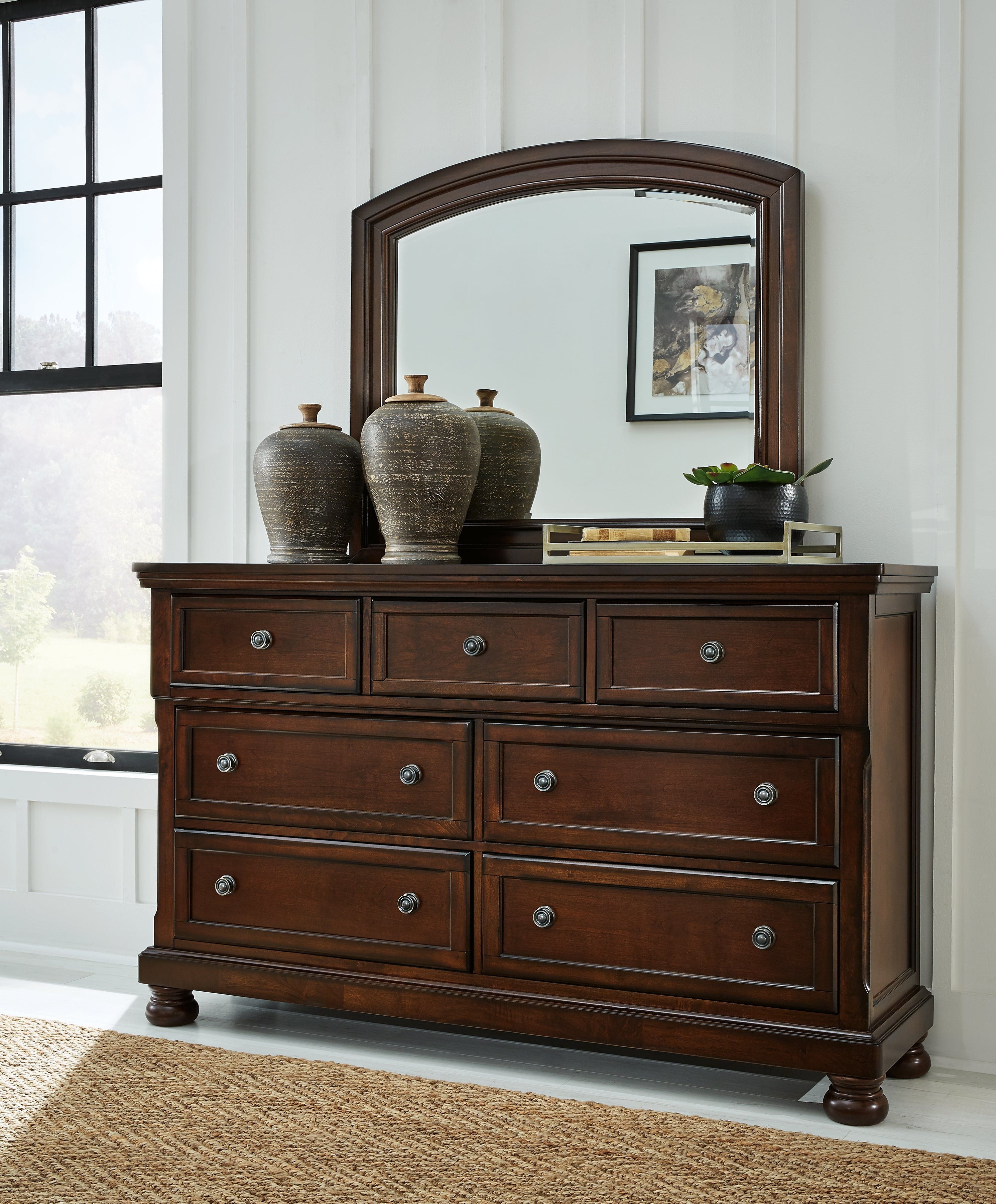 Furniture City Laplace - Ashley Furniture - Porter Bedroom - Dresser and Mirror / Rustic Brown - B697B1
