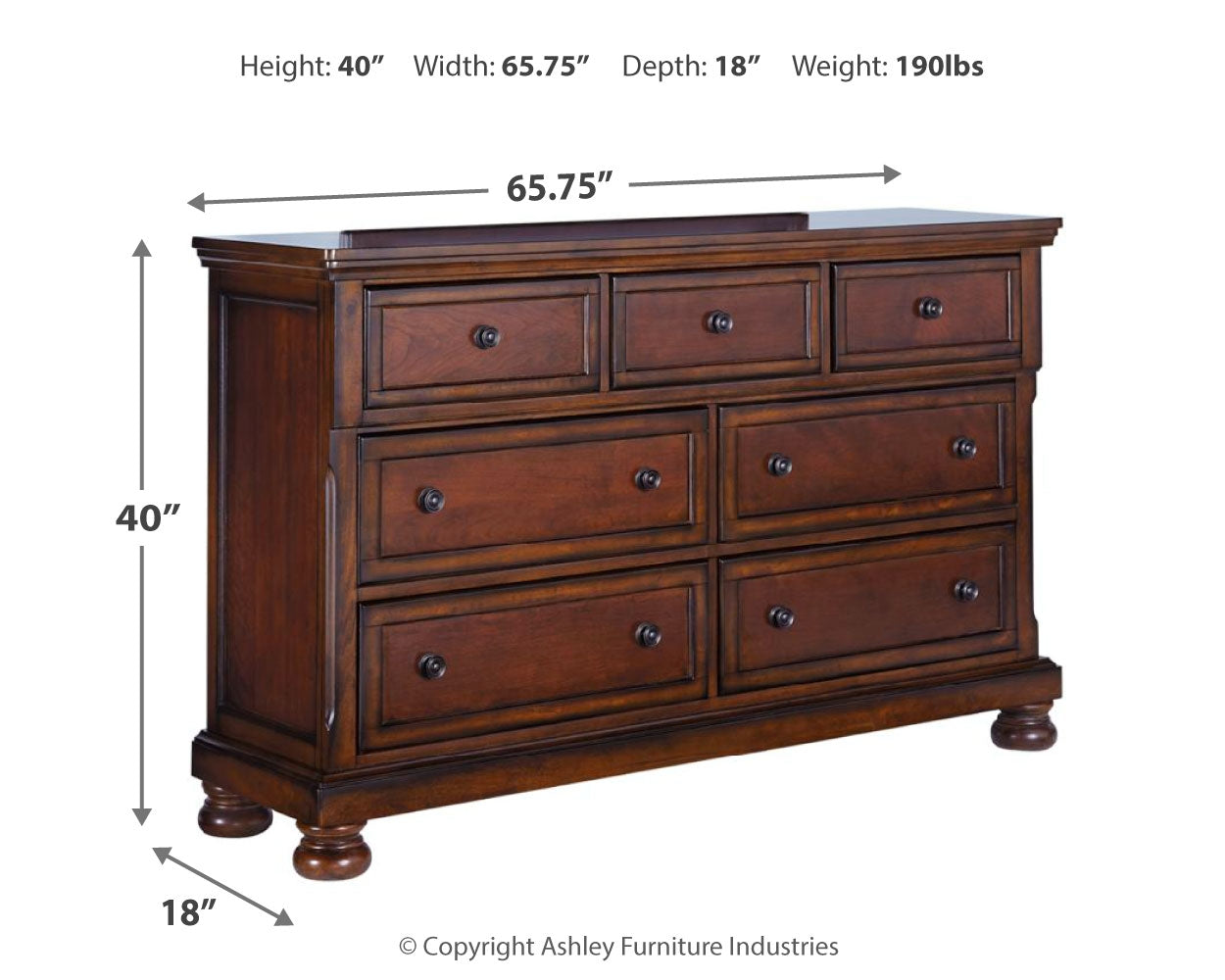 Furniture City Laplace - Ashley Furniture - Porter Bedroom - Dresser / Rustic Brown - B697-31
