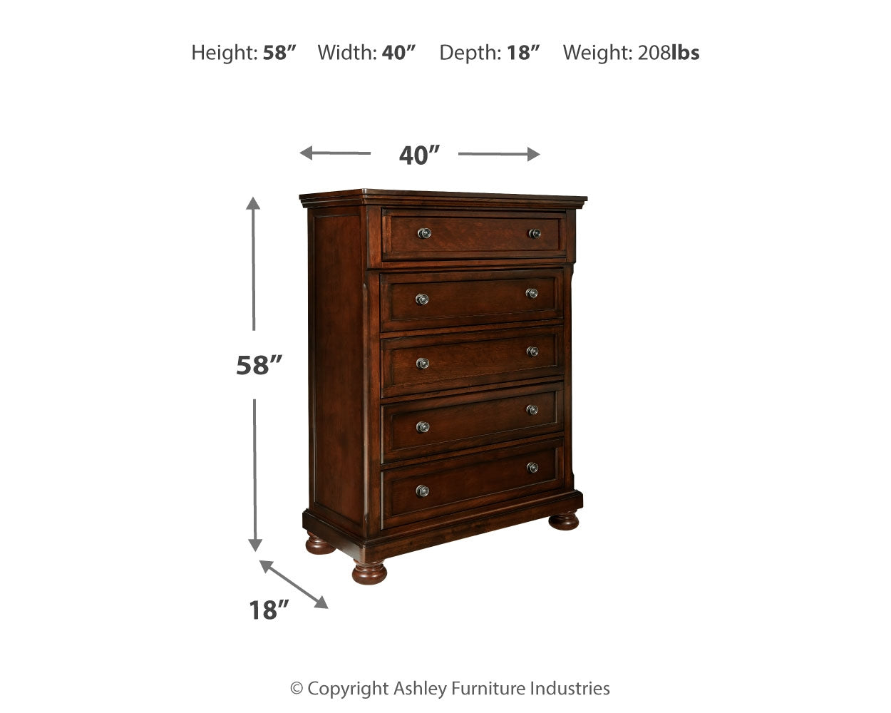 Furniture City Laplace - Ashley Furniture - Porter Bedroom - Dresser and Mirror / Rustic Brown - B697B1