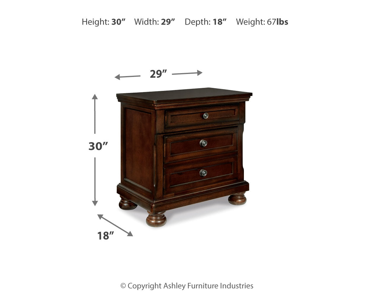 Furniture City Laplace - Ashley Furniture - Porter Bedroom - Two Drawer Night Stand / Rustic Brown - B697-92
