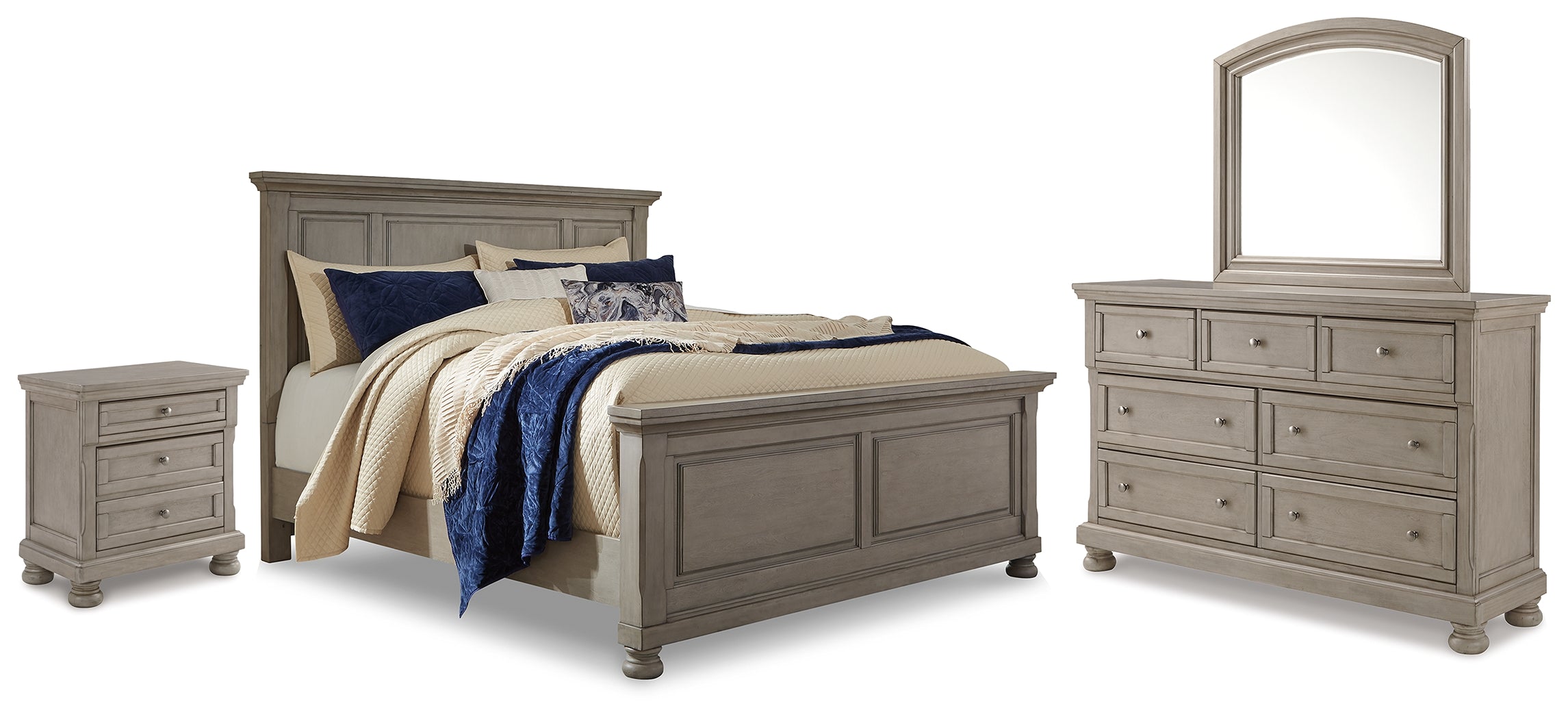 Furniture City Laplace - Ashley Furniture - Lettner King Panel Bed with Dresser, Mirror and Nightstand - King Panel Bed with Dresser, Mirror and Nightstand - B733B40