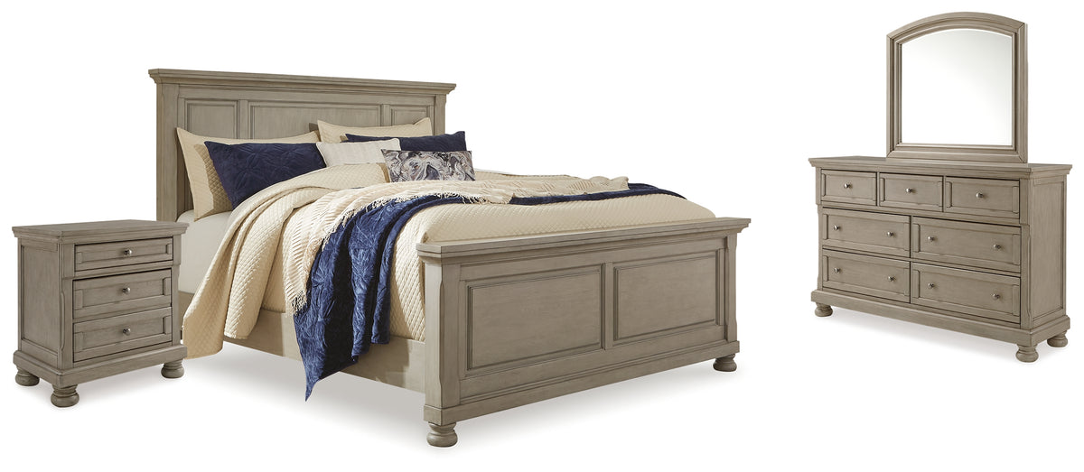 Furniture City Laplace - Ashley Furniture - Lettner King Panel Bed, Dresser, Mirror and 2 Nightstands - King Panel Bed, Dresser, Mirror and 2 Nightstands - B733B48