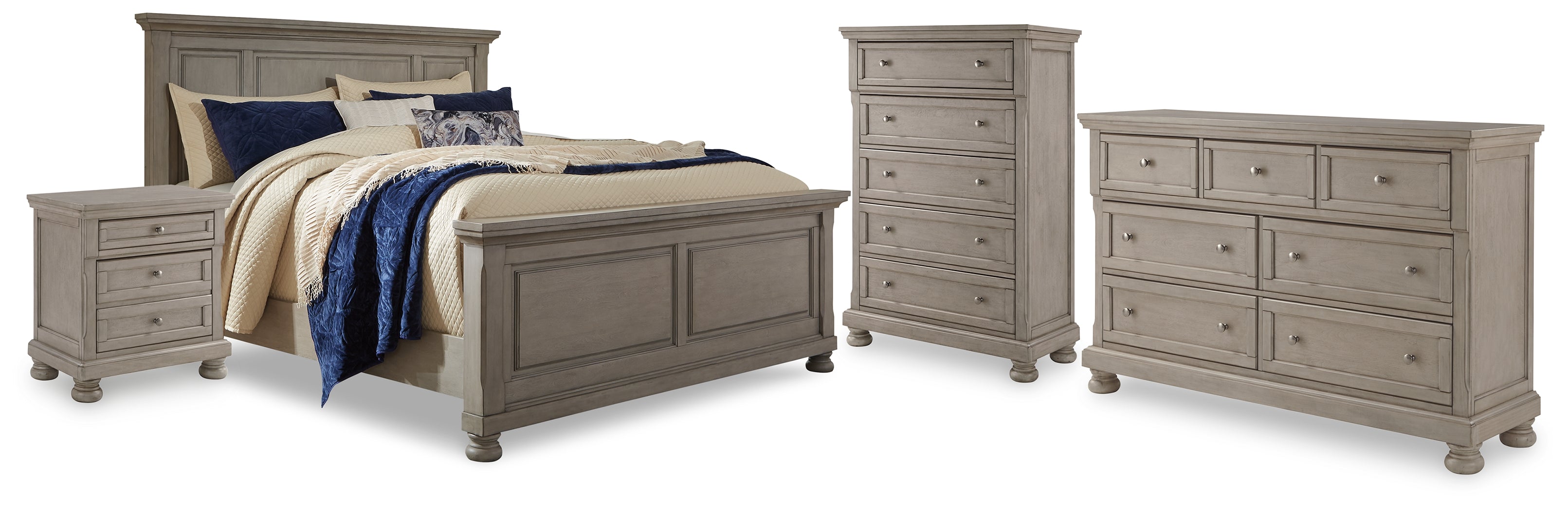 Furniture City Laplace - Ashley Furniture - Lettner California King Panel Bed, Dresser, Chest and 2 Nightstands - California King Panel Bed, Dresser, Chest and 2 Nightstands - B733B47
