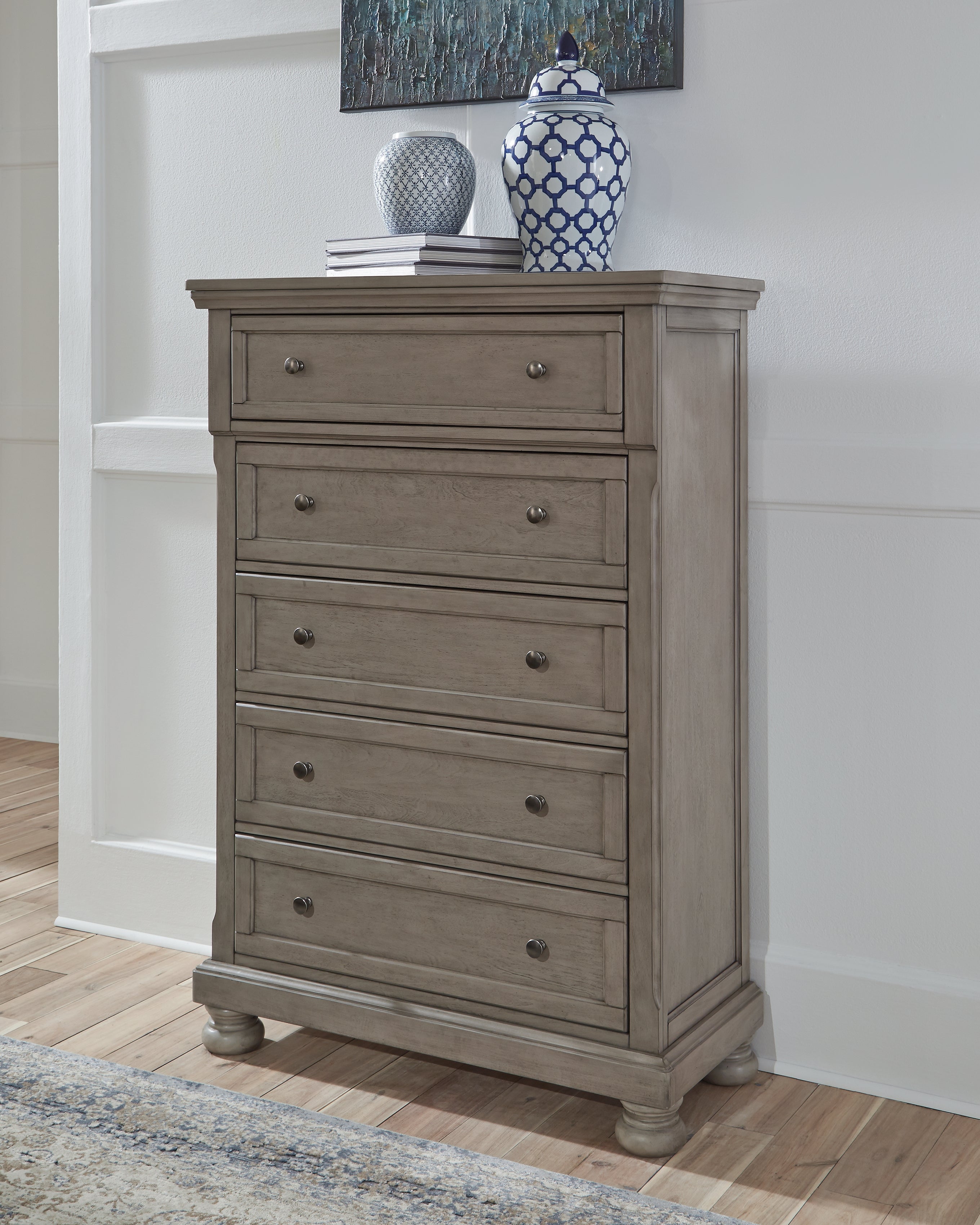 Furniture City Laplace - Ashley Furniture - Lettner Bedroom - Five Drawer Chest / Light Gray - B733-46