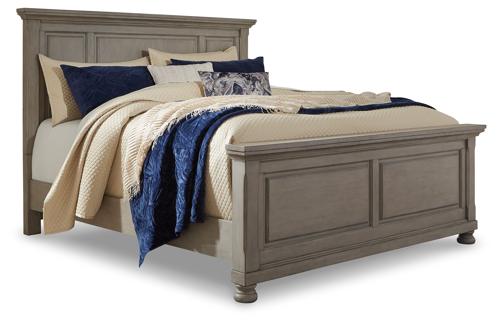 Furniture City Laplace - Ashley Furniture - Lettner Queen Panel Bed, Dresser, Mirror and 2 Nightstands - Queen Panel Bed, Dresser, Mirror and 2 Nightstands / Light Gray - B733B43