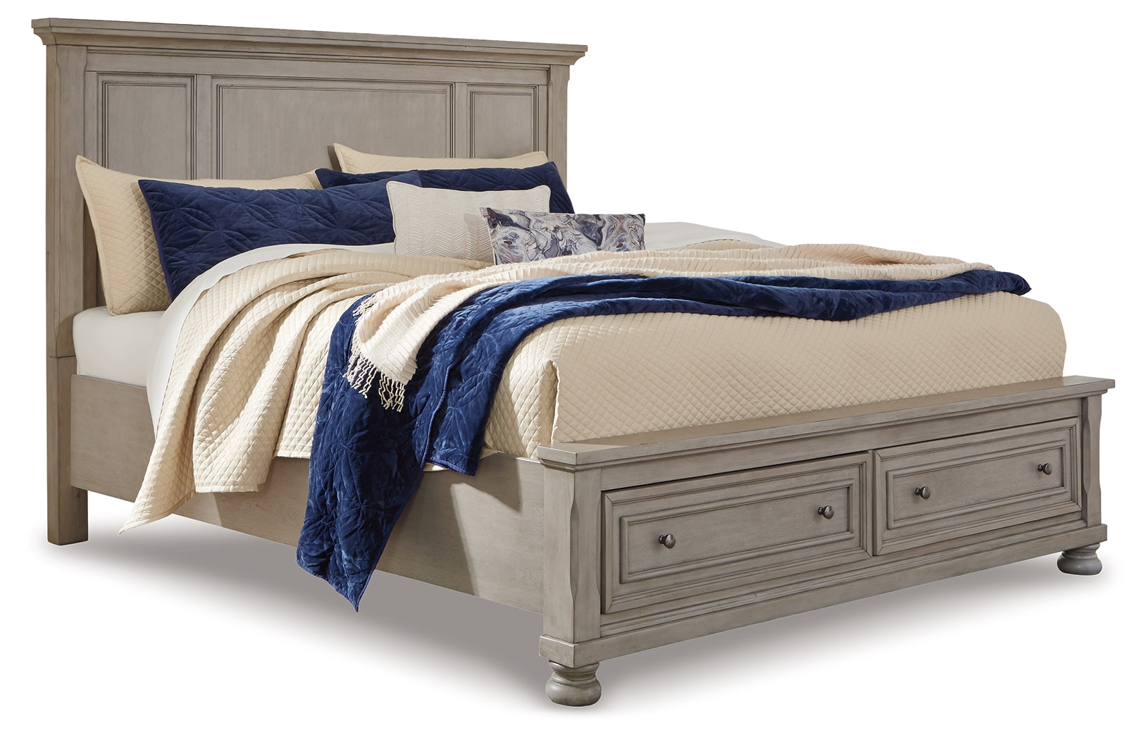 Furniture City Laplace - Ashley Furniture - Lettner Bedroom - King Panel Storage Bed / Light Gray - B733B33