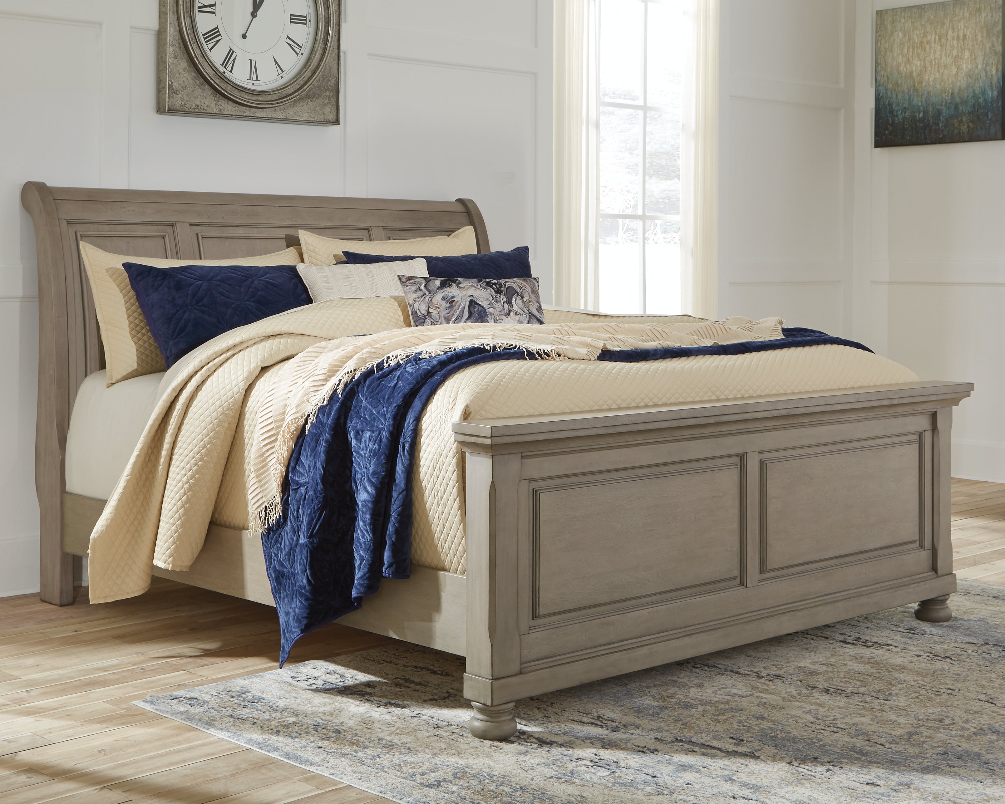 Furniture City Laplace - Ashley Furniture - Lettner Bedroom - King Sleigh Bed / Light Gray - B733B34