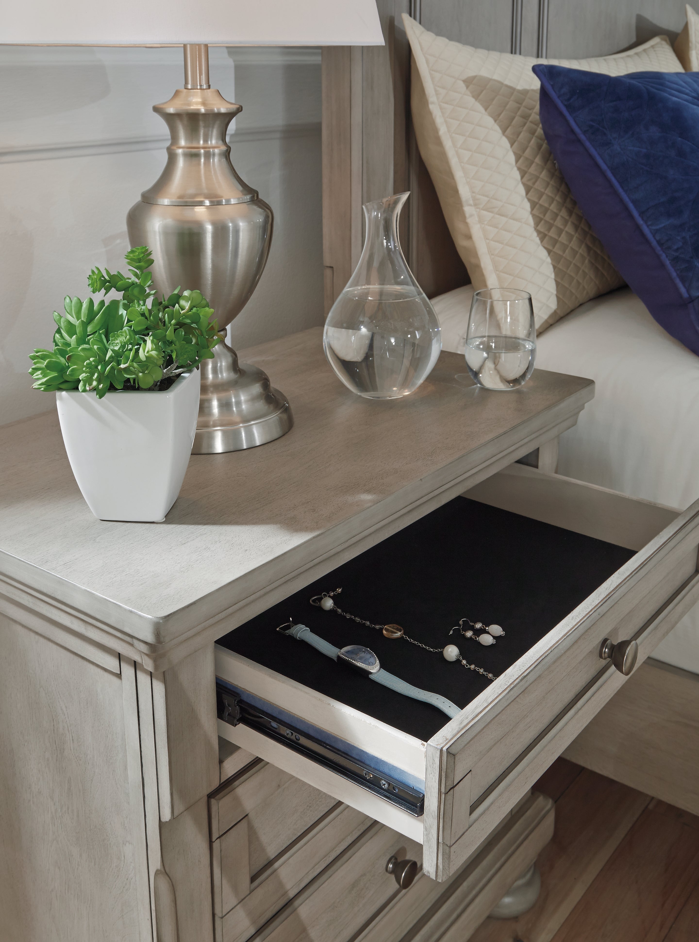 Furniture City Laplace - Ashley Furniture - Lettner Bedroom - Two Drawer Night Stand / Light Gray - B733-92