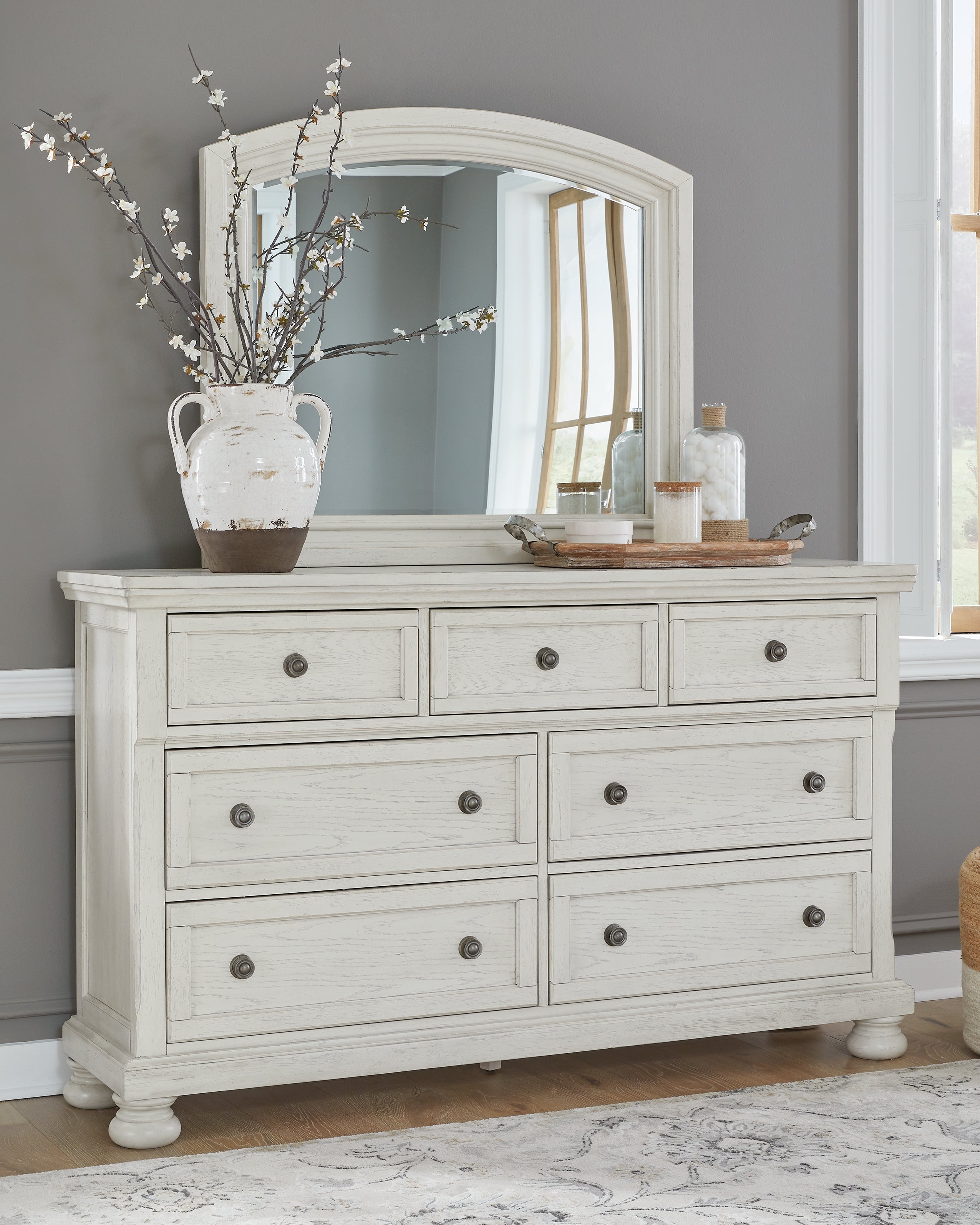 Furniture City Laplace - Ashley Furniture - Robbinsdale Bedroom - Dresser and Mirror / Antique White - B742B1