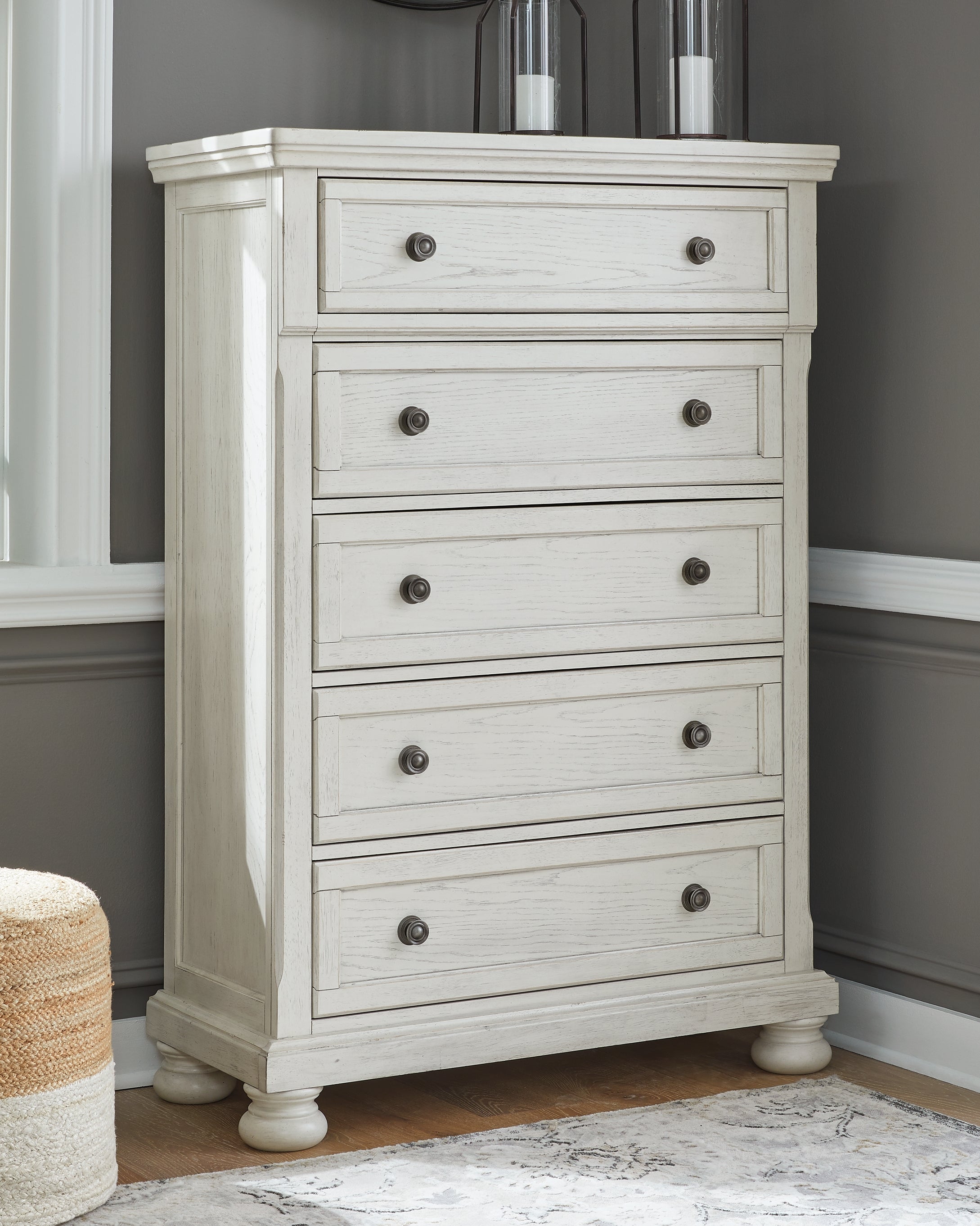 Furniture City Laplace - Ashley Furniture - Robbinsdale Bedroom - One Drawer Night Stand / Antique White - B742-91