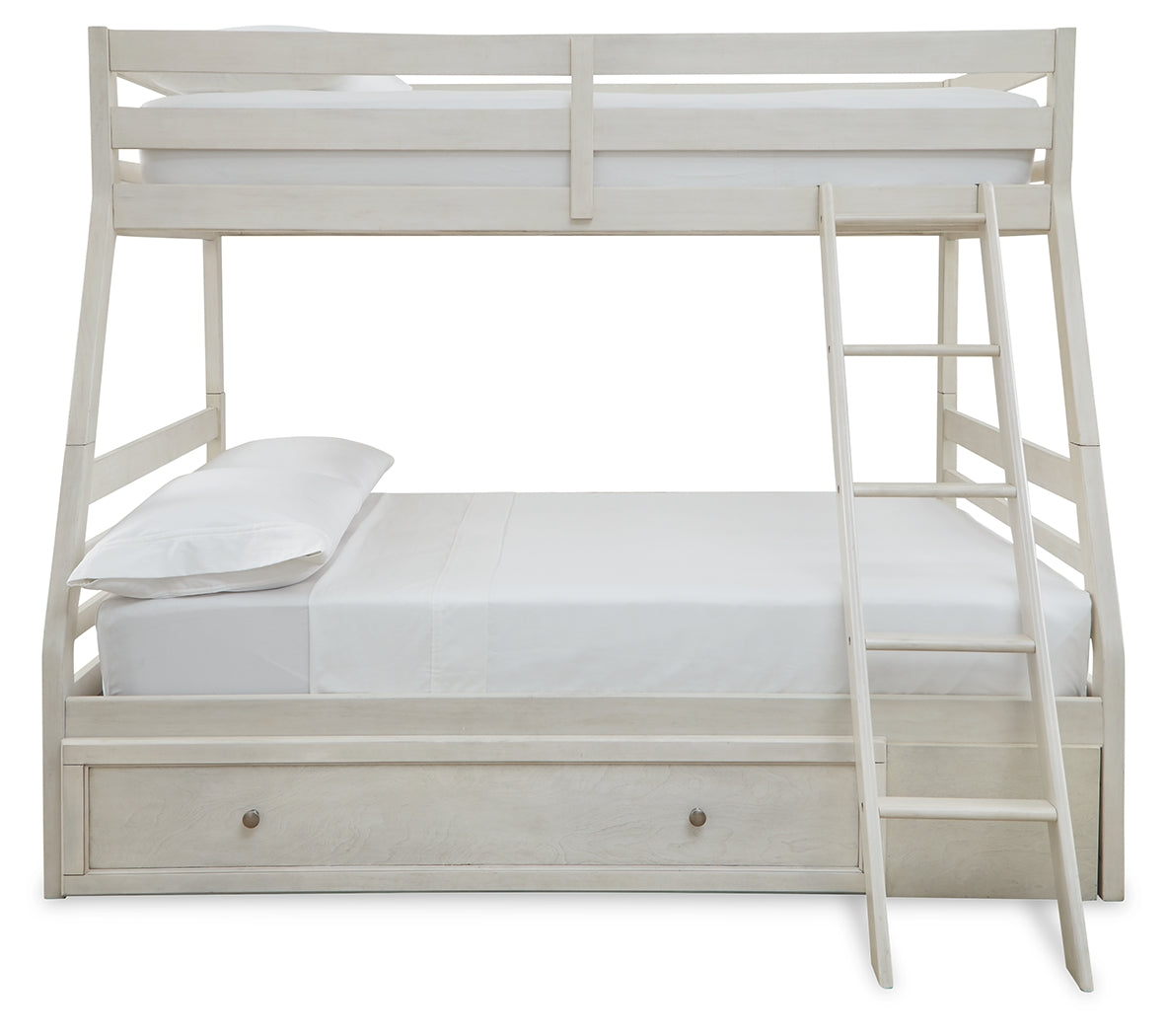 Furniture City Laplace - Ashley Furniture - Robbinsdale Bedroom - Twin over Full Bunk Bed with Storage / Antique White - B742B16